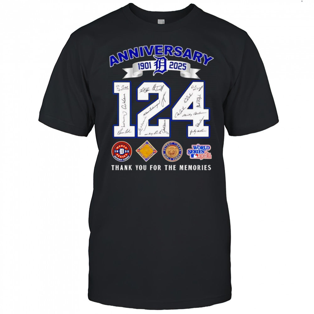 124 anniversary 1901 2025 Detroit Tigers thank you for the memories shirt