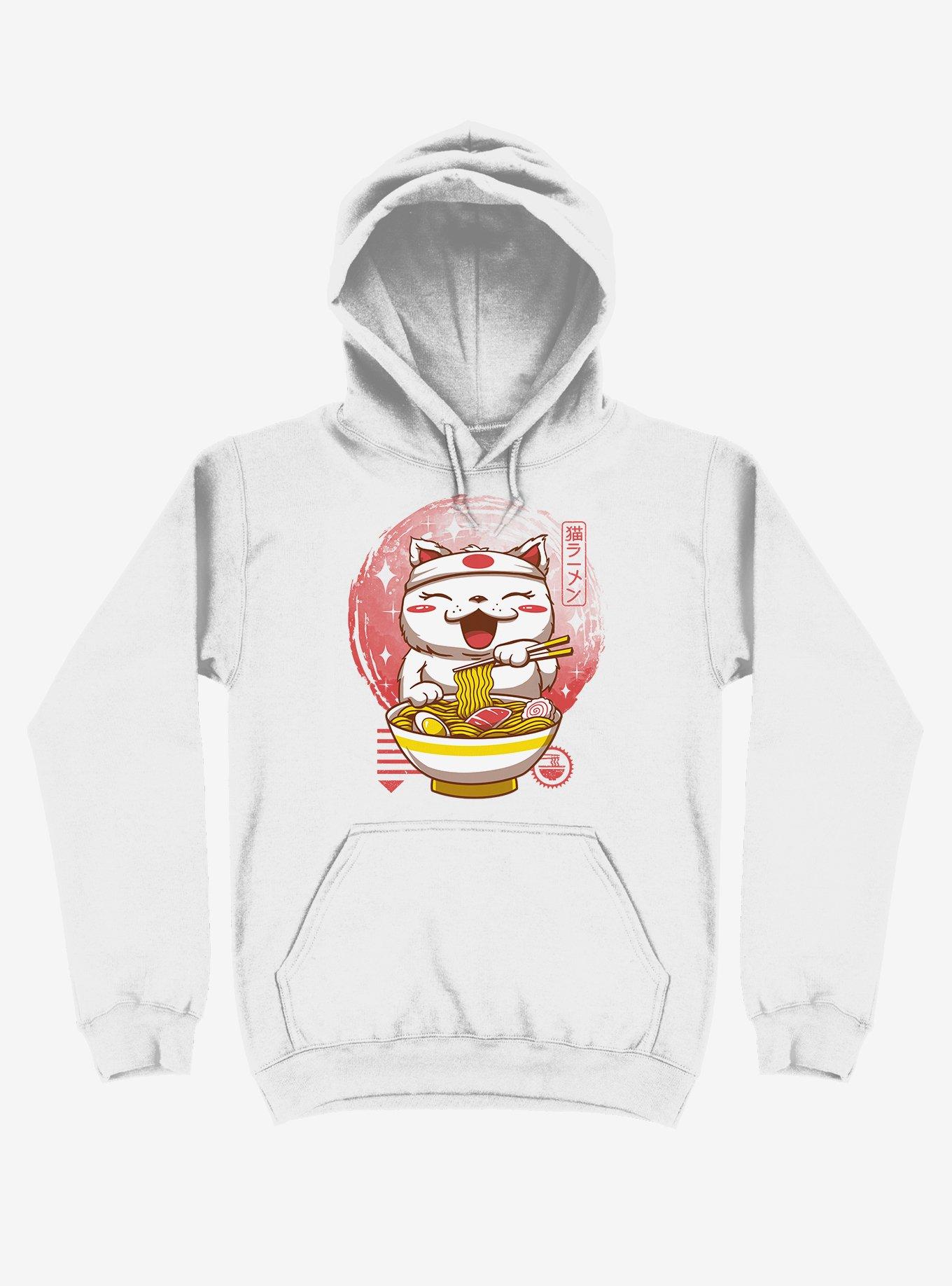 Neko Ramen Happy Cat White Hoodie