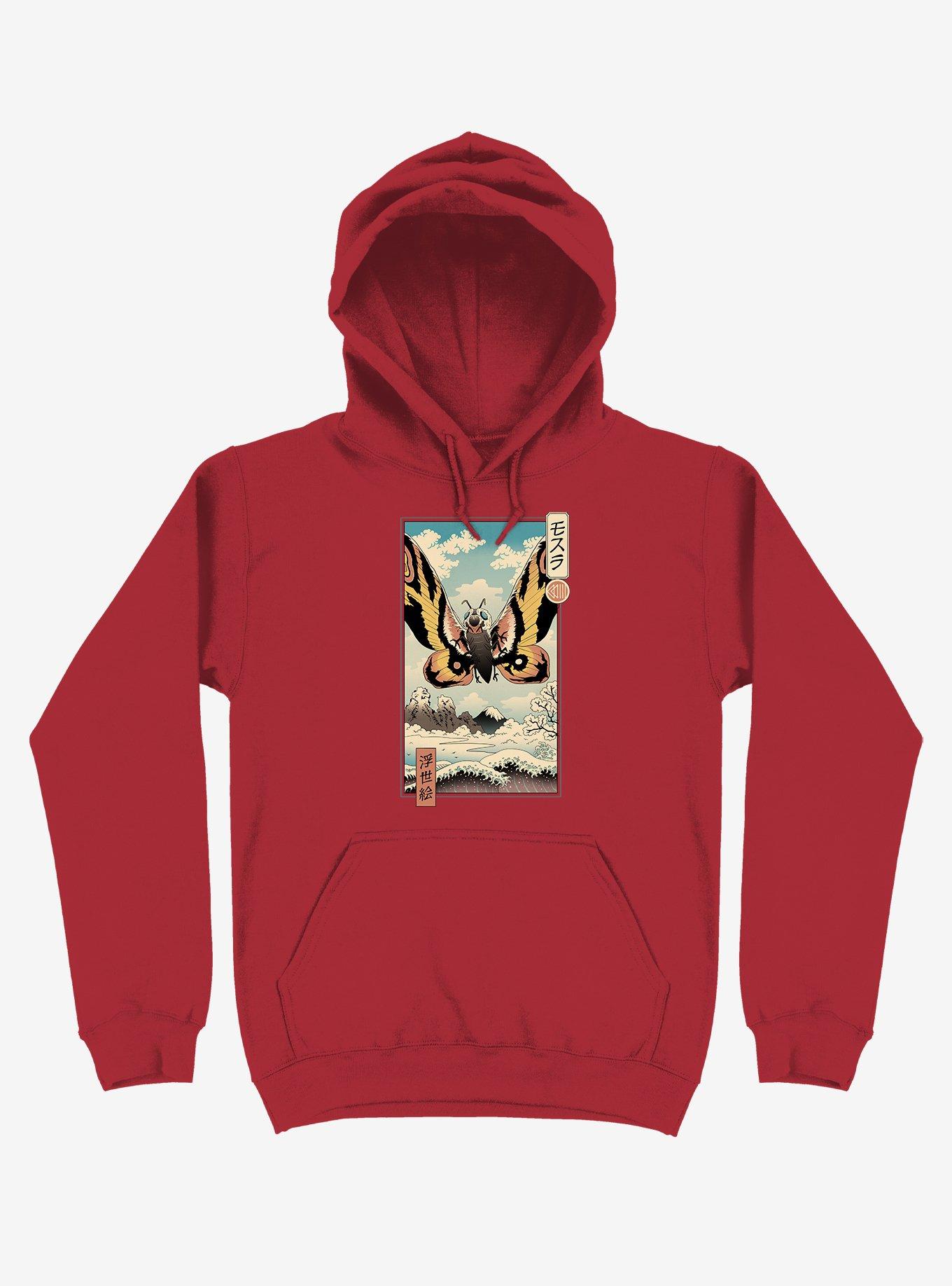 Ancient Moth Ukiyo-e Red Hoodie