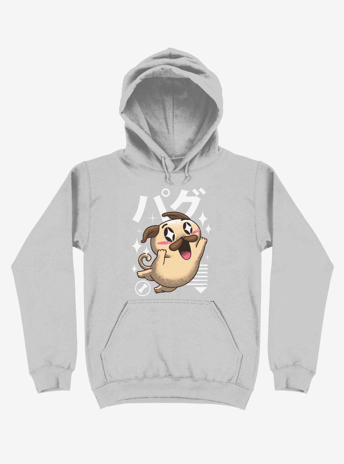 Kawaii Pug Silver Hoodie