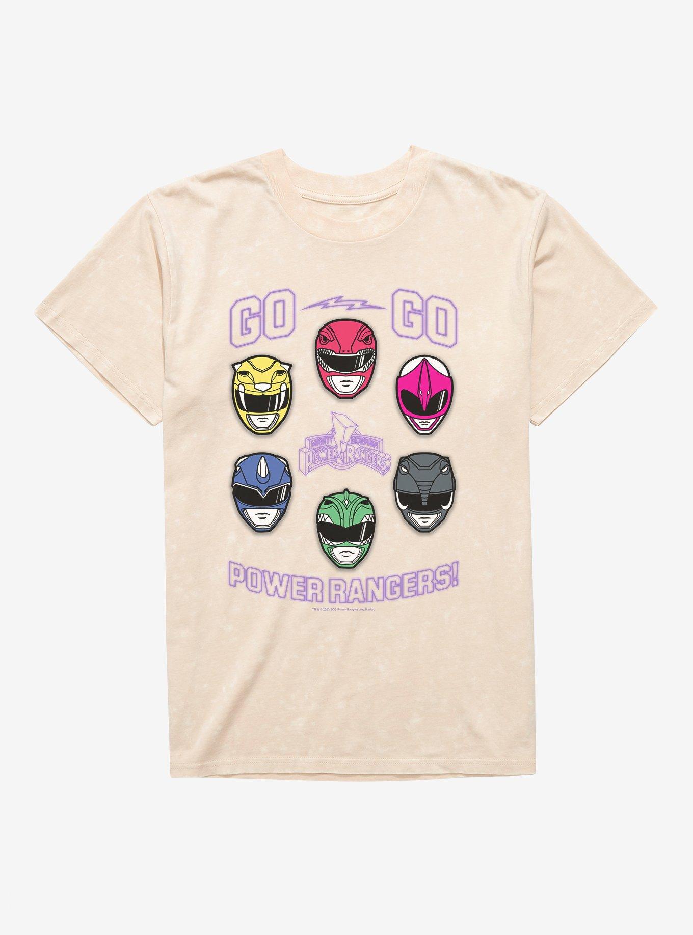 Mighty Morphin Power Rangers Go Go Power Rangers Helmets Mineral Wash T-Shirt