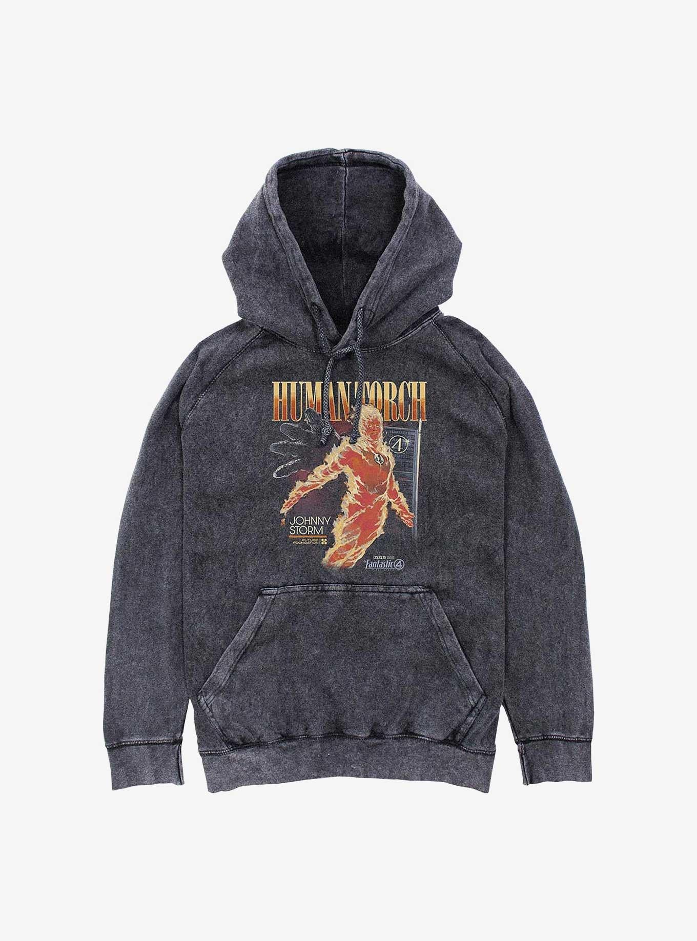 Marvel The Fantastic Four: First Steps Human Torch Mineral Wash Hoodie Hot Topic Exclusive