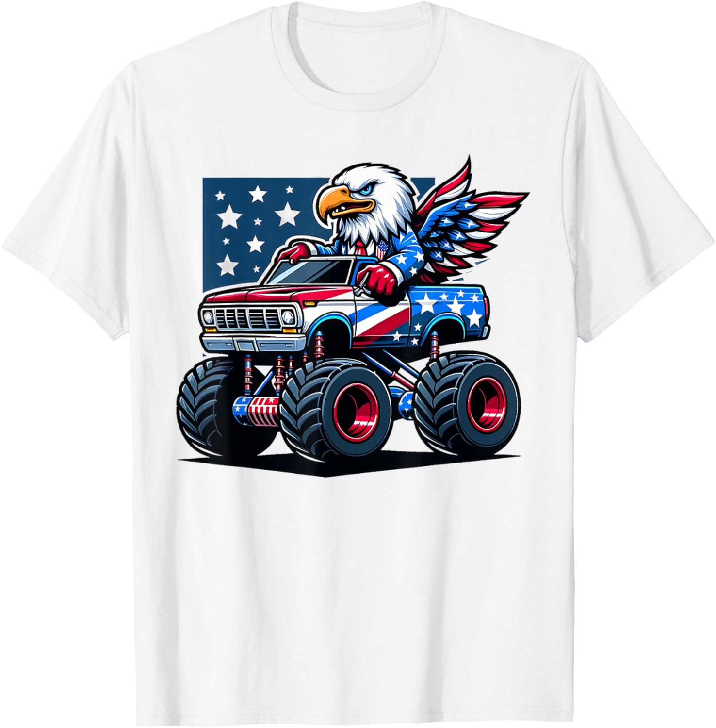 4th of July Shirts Boys Kids American Flag Truck Eagle USA