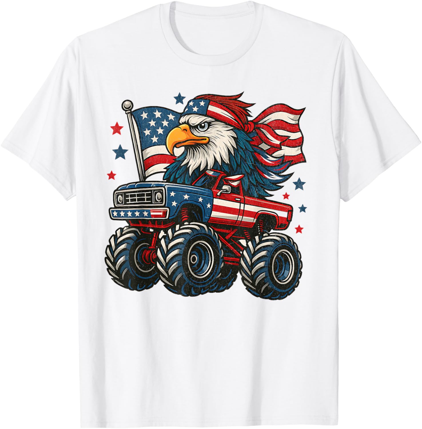 4th Of July Monster Truck Bald Eagle American Flag USA Boys