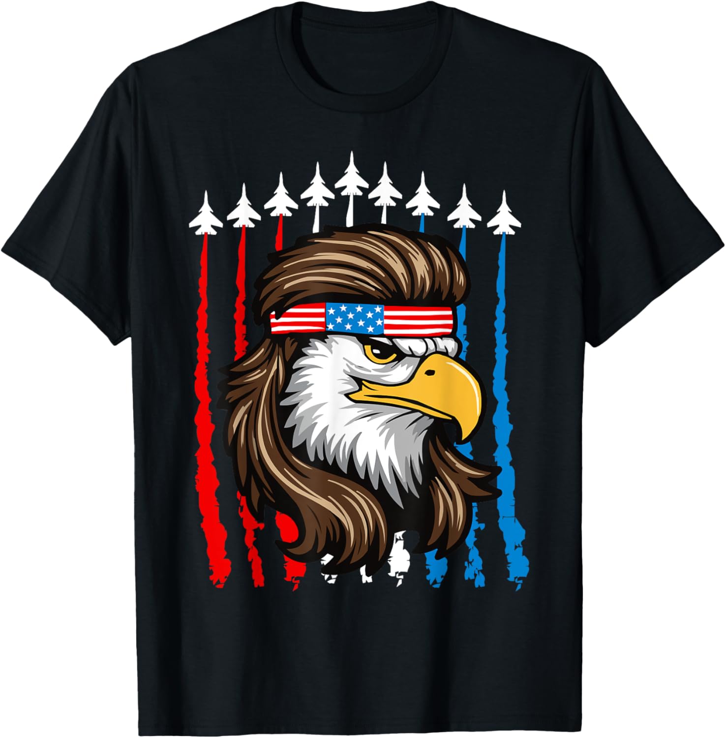4th Of July Patriotic Bald Eagle Fighter Jet Merica USA Flag