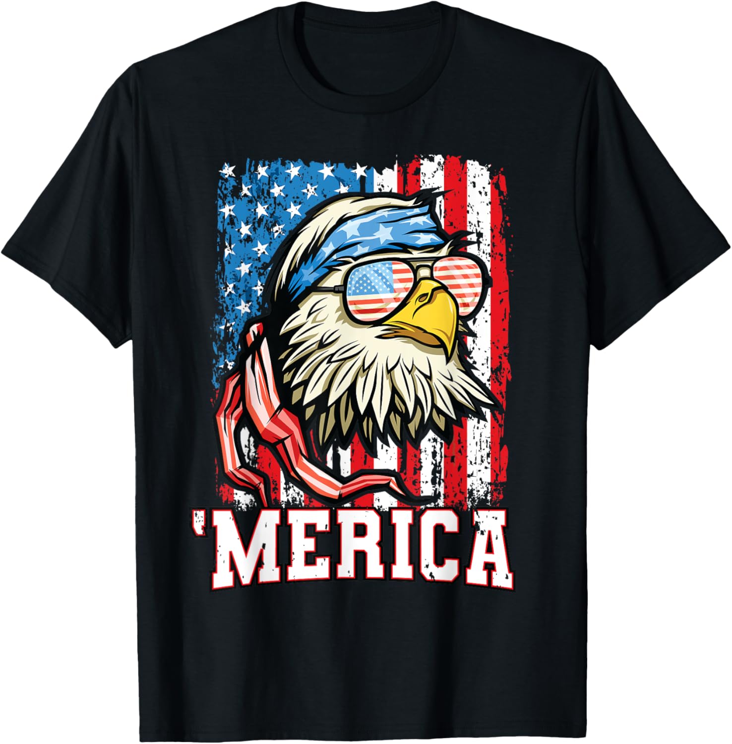 4th of July Shirt Bald Eagle USA Flag Patriotic Merica