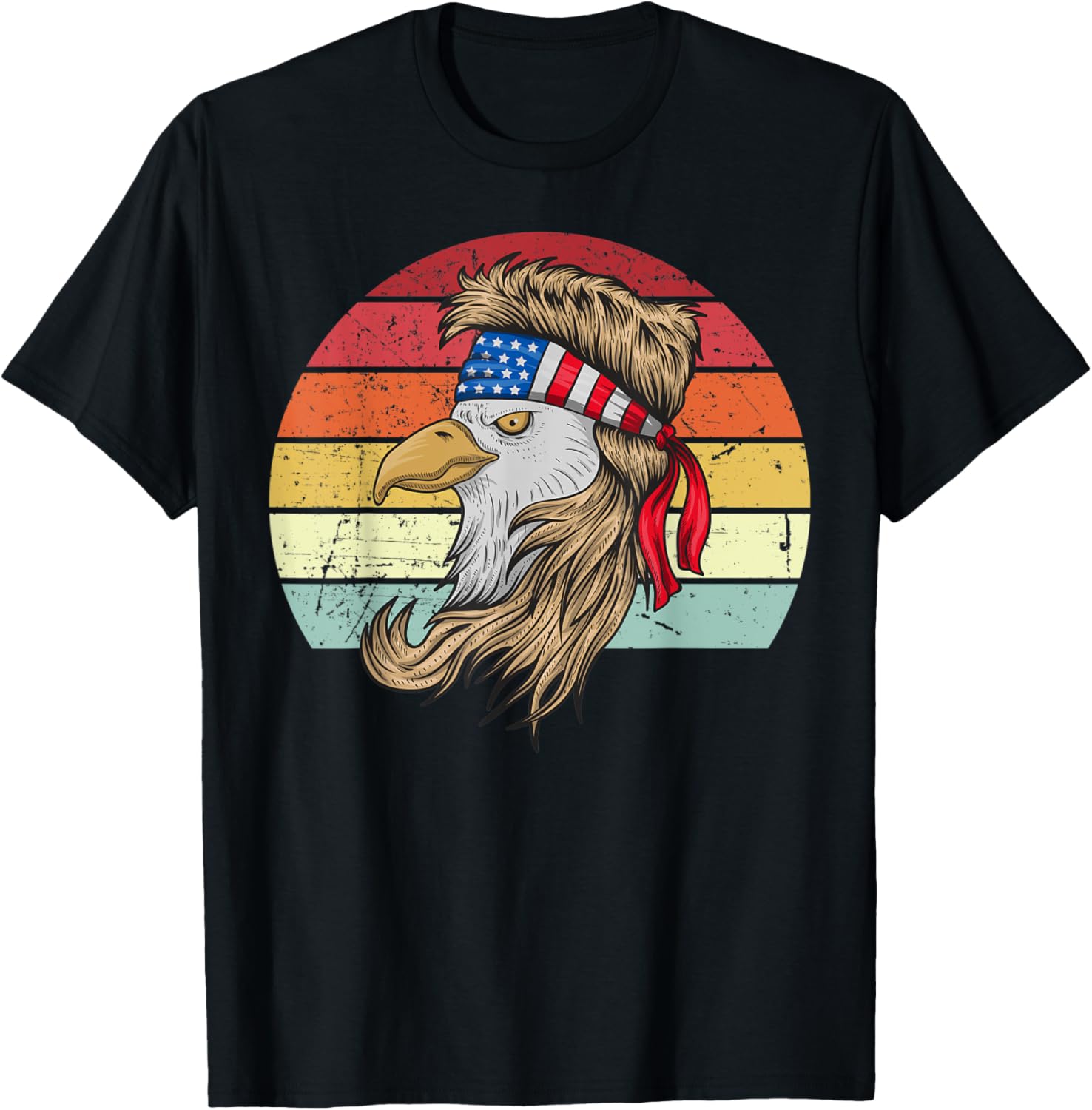 4th of July Shirt Bald Eagle with Mullet American USA Flag T-Shirt for Women Kids Men