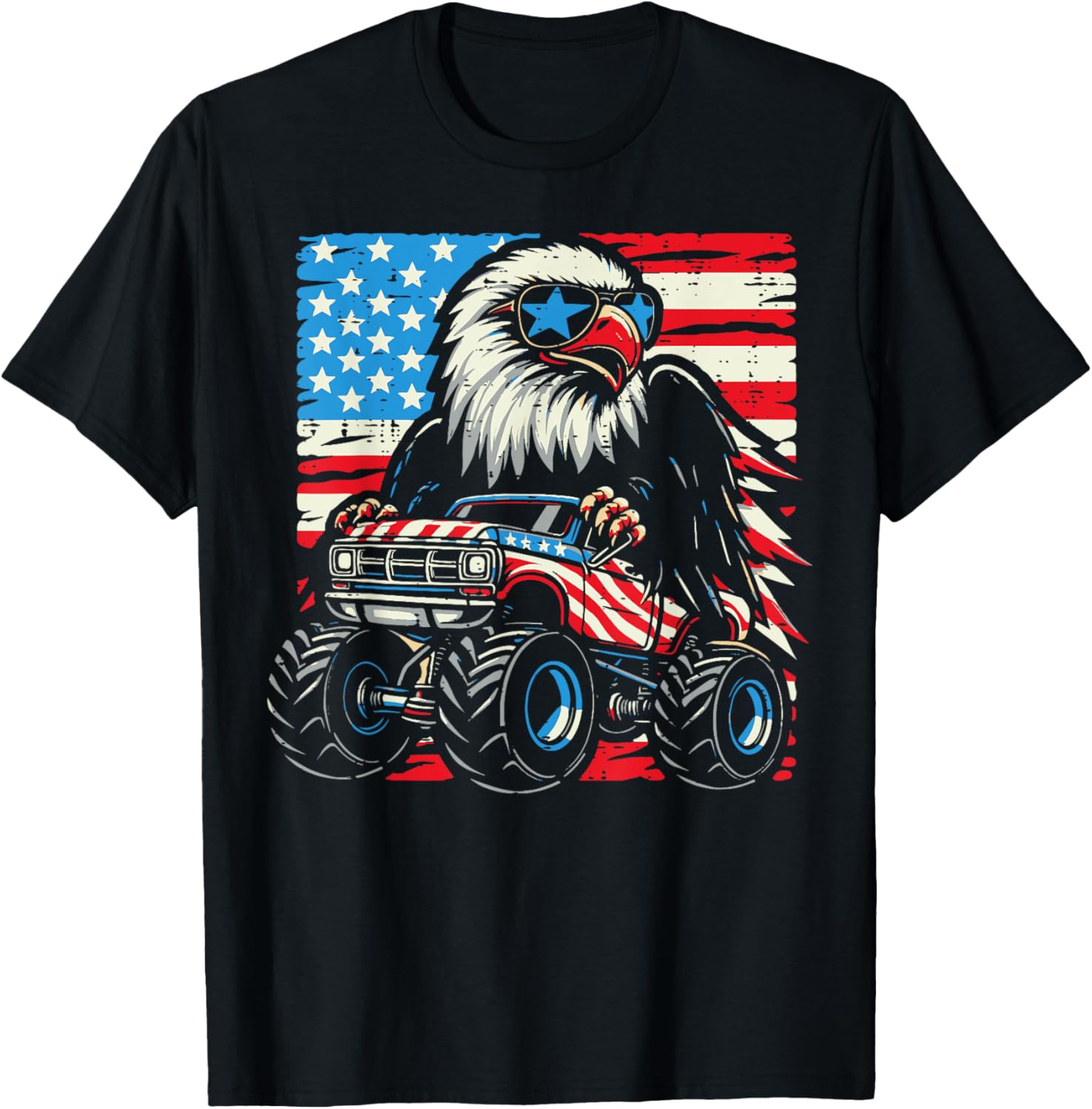 4th Of July Blad Eagle Monster Truck USA Flag Boys Kids Men