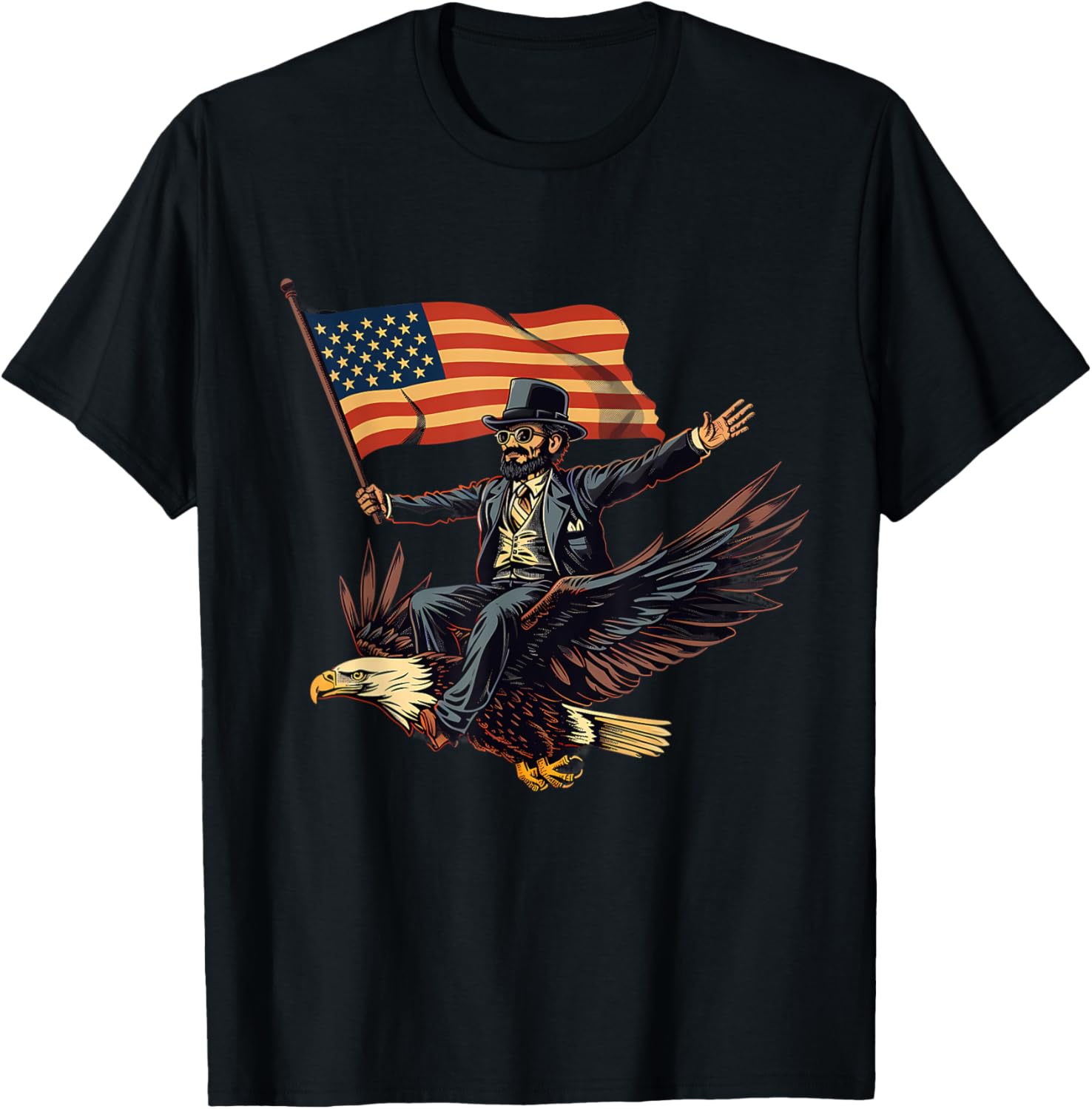 4th Of July Abraham Lincoln Bald Eagle American Flag USA