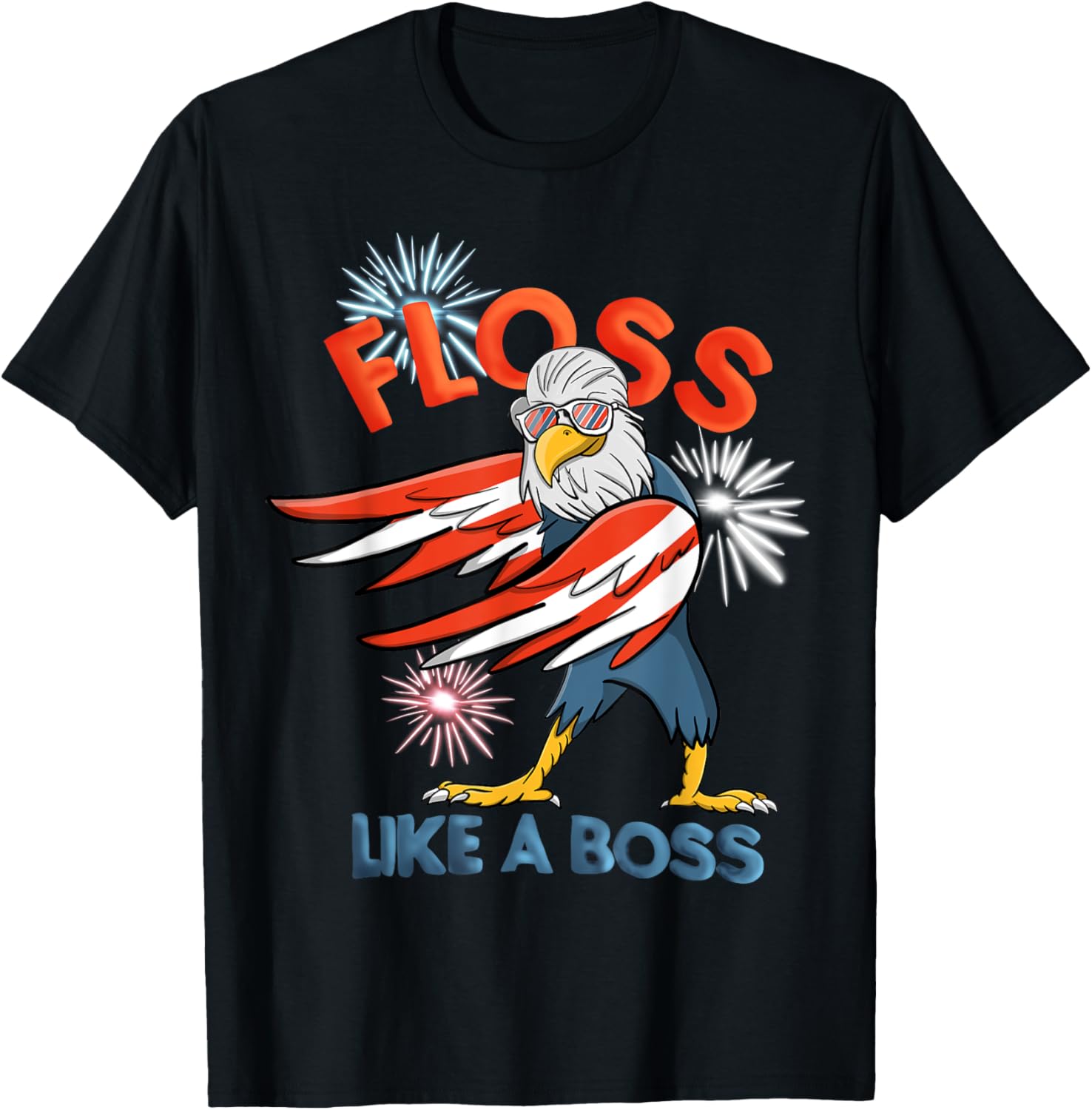 4th of July Floss Like A Boss Bald Eagle American Flag