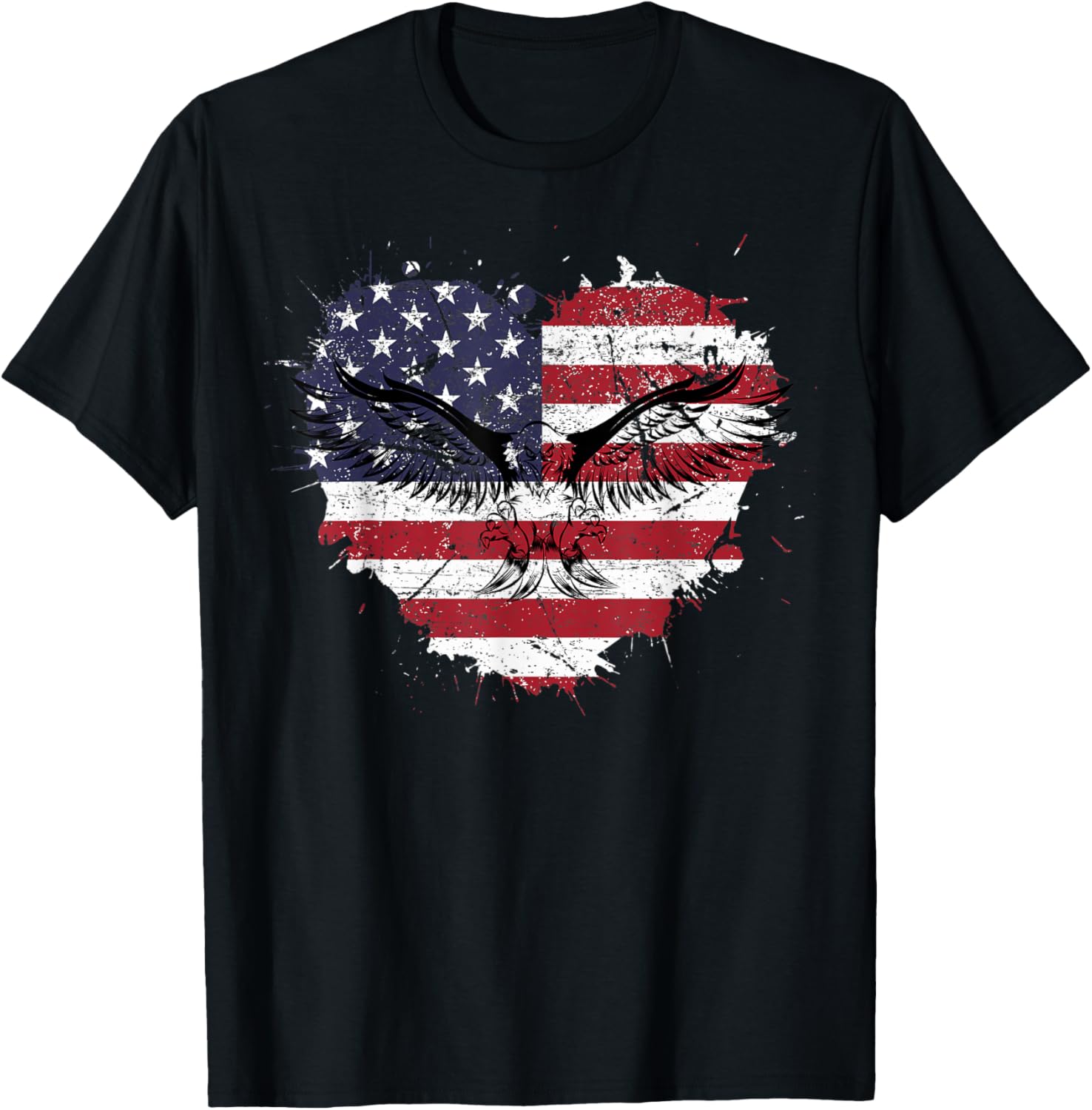 4th of July American Flag Heart T-Shirt Eagle Patriotic Gift