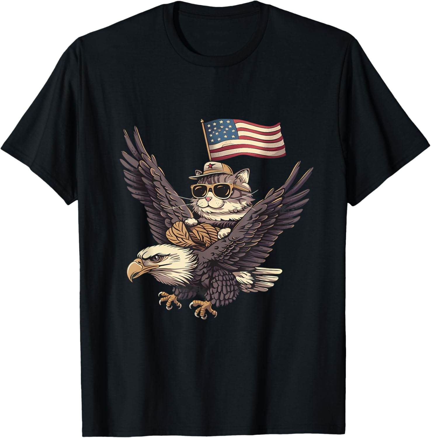 4th Of July USA American Flag America Bald Eagle Cat