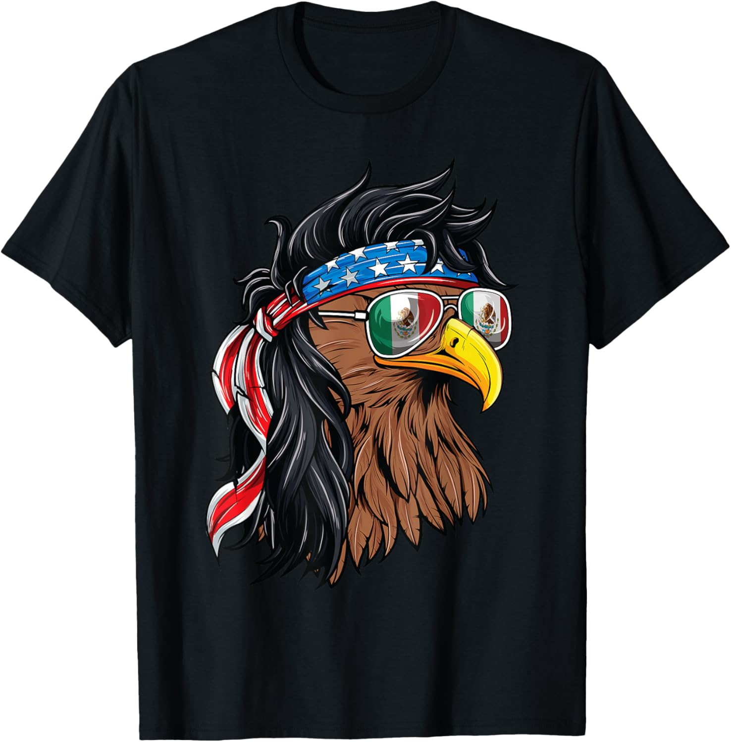 4th of July Mexican American Mexico USA Flag Eagle T-Shirt for Women Kids Men