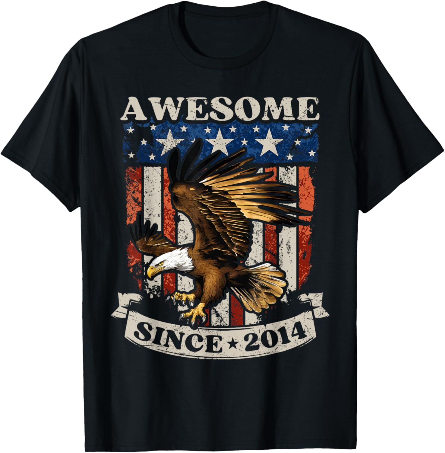 10 Years Old Awesome Since 2014 USA American Flag Eagle BDay
