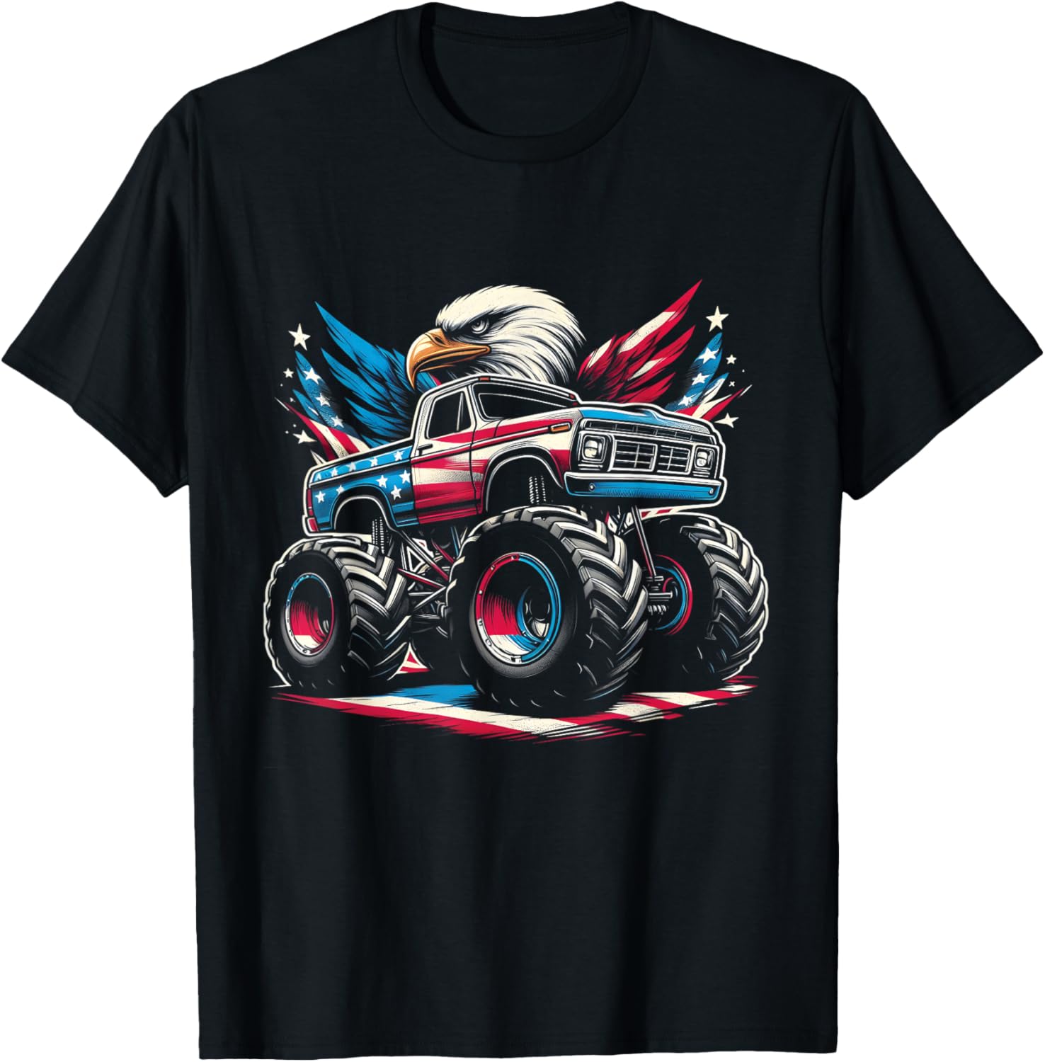 4Th Of July Patriotic American Usa Flag Eagle Riding Truck