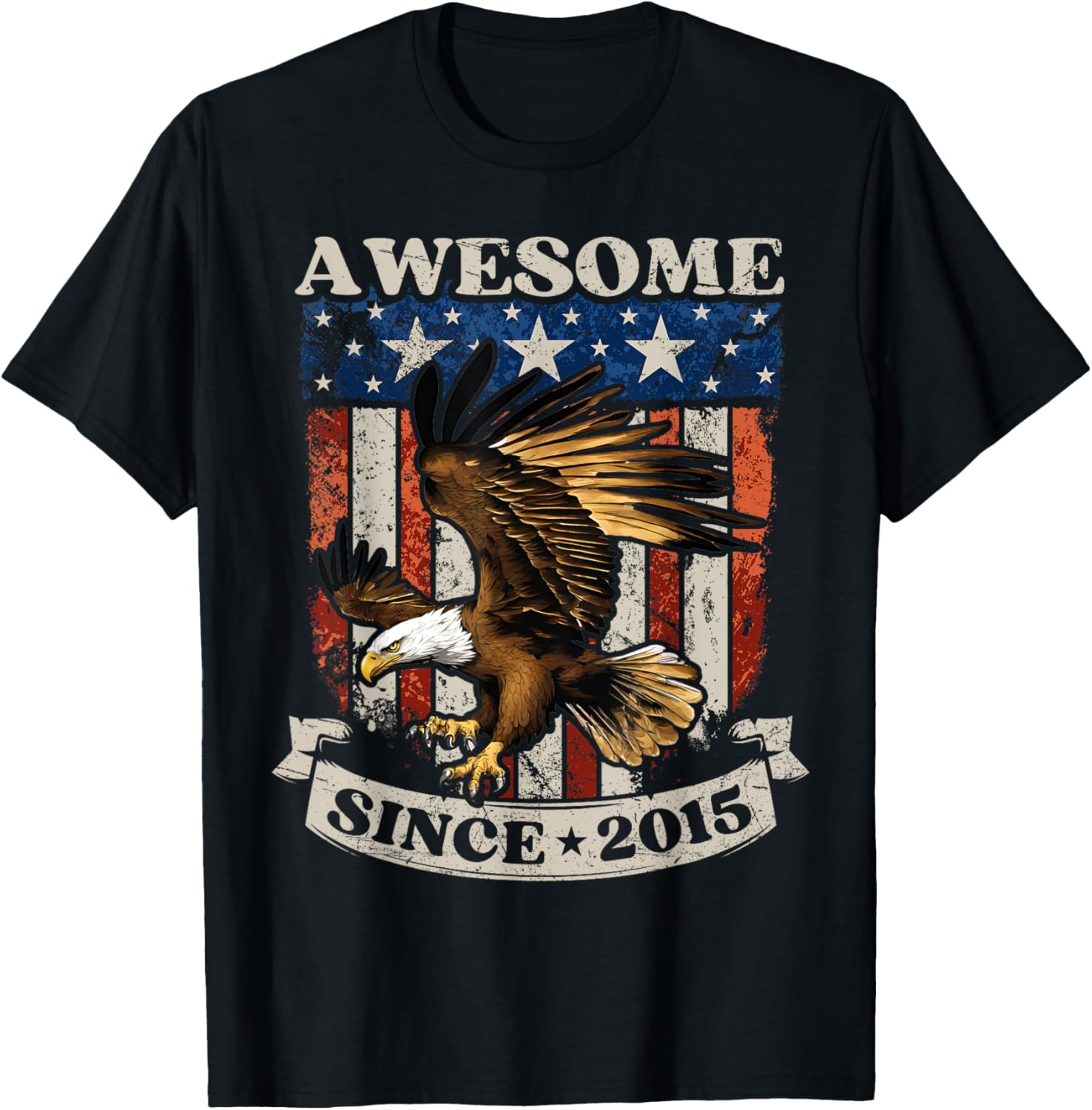 9 Years Old Awesome Since 2015 USA American Flag Eagle BDay