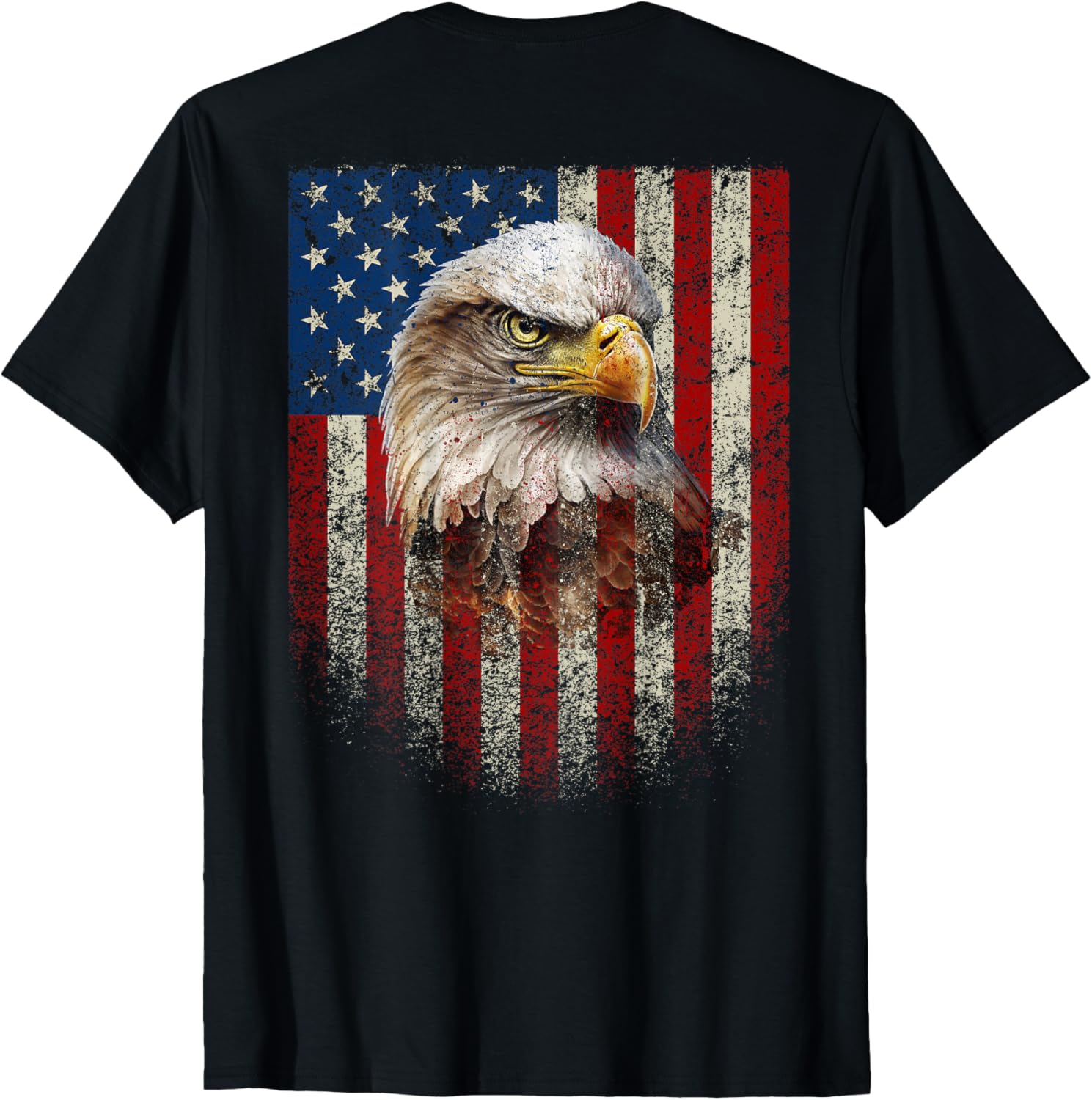 (Art on Back) Patriotic US Flag with American Eagle