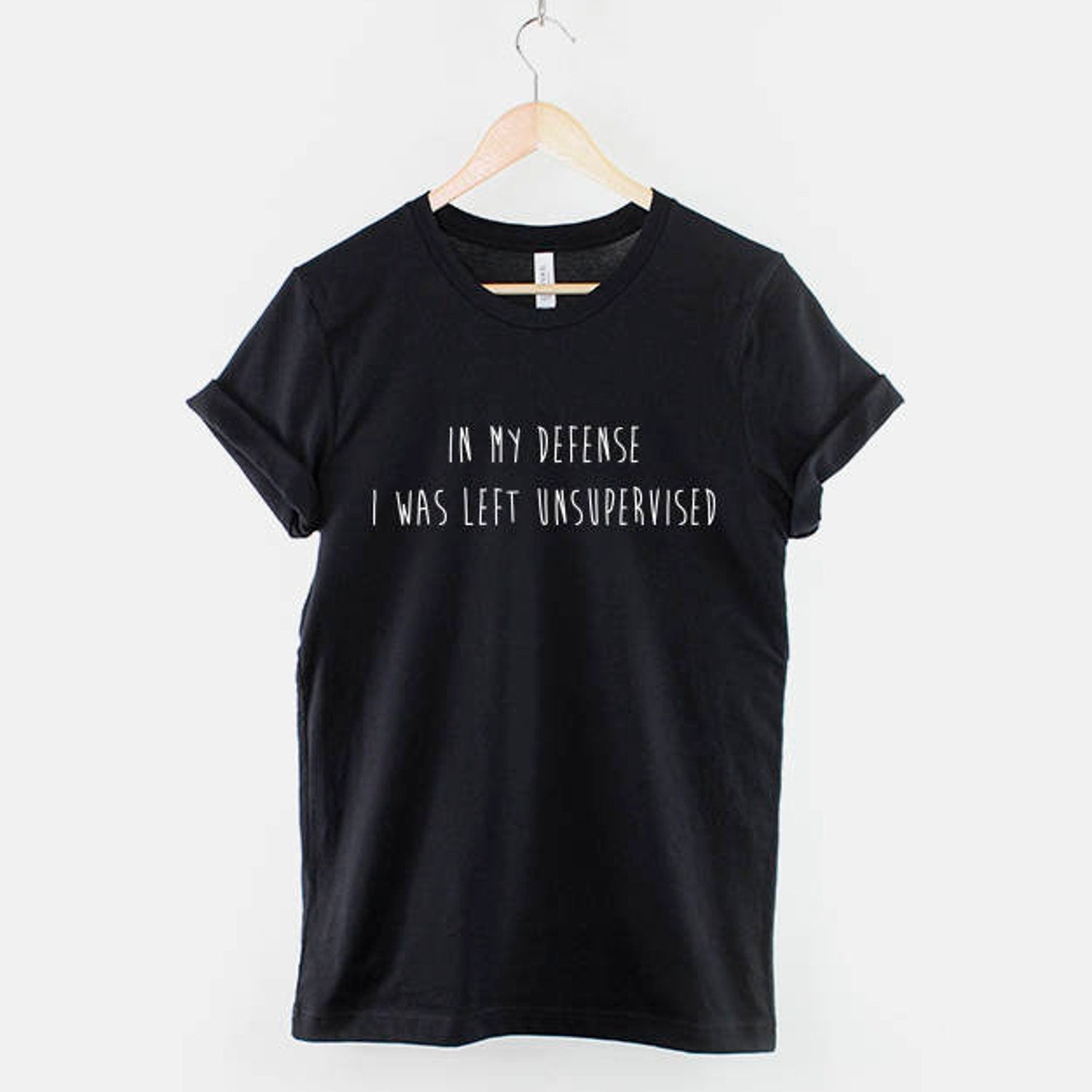 'In My Defence, Unsupervised' Slogan Tee - Funny Kids Joke Graphic Novelty Shirt