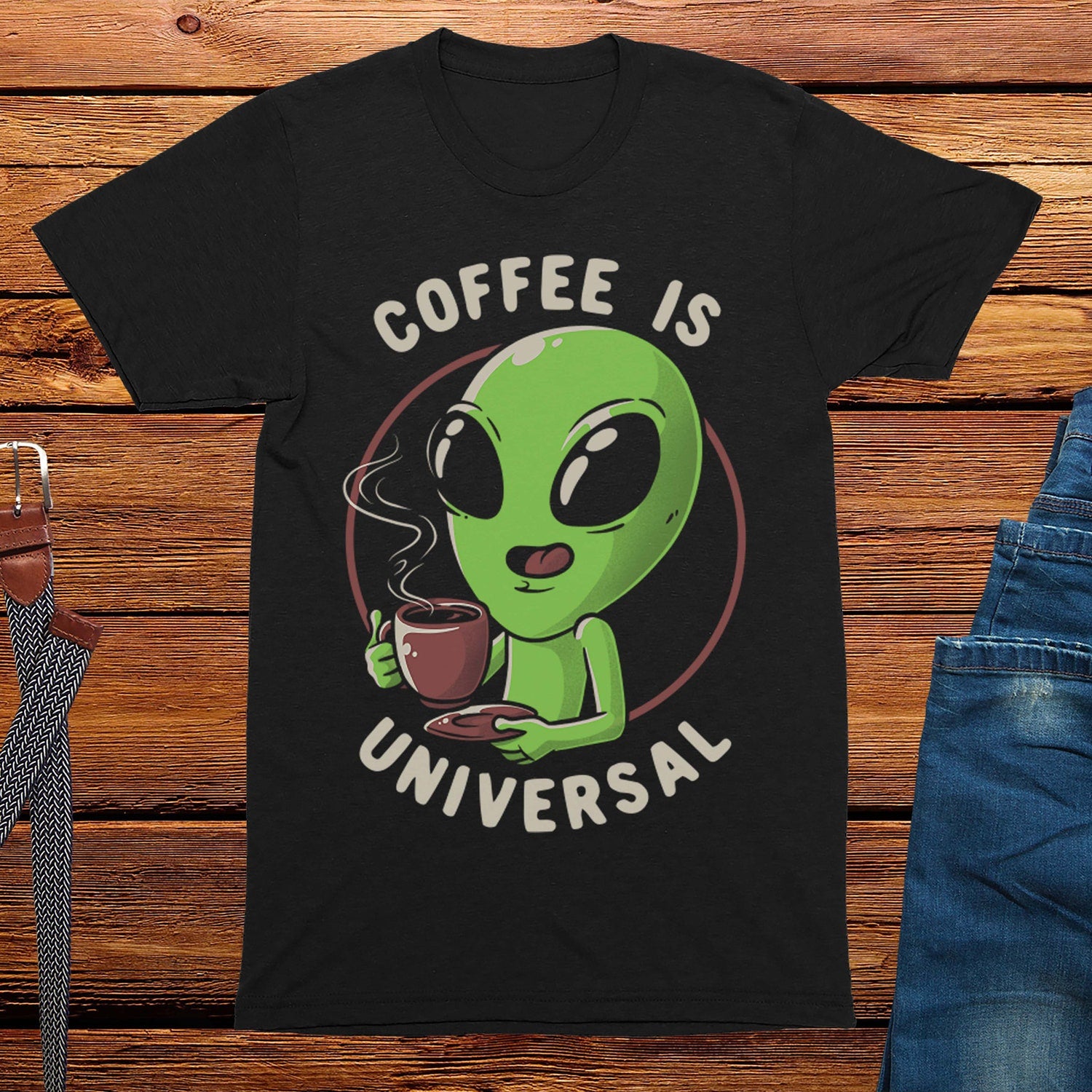 'Coffee Is Universal' Geeky Quote Tee - Funny Graphic Novelty Gift Shirt