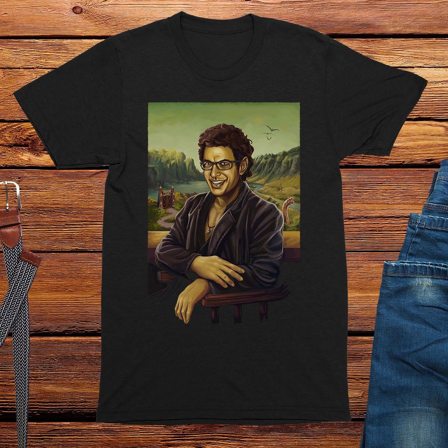 'Jurassic Malcom Painting' Funny Art Tee - Mens Graphic Novelty Shirt