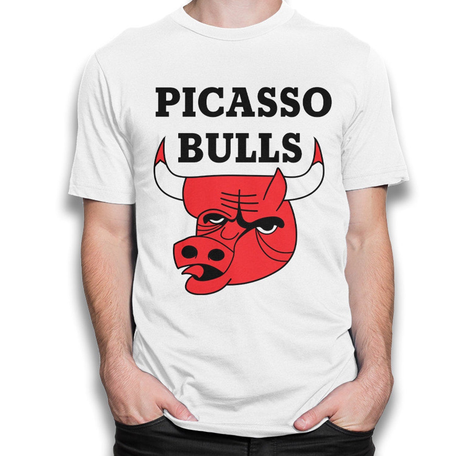 'Picasso Bulls' Art Inspired Tee - Cotton Graphic Novelty Shirt