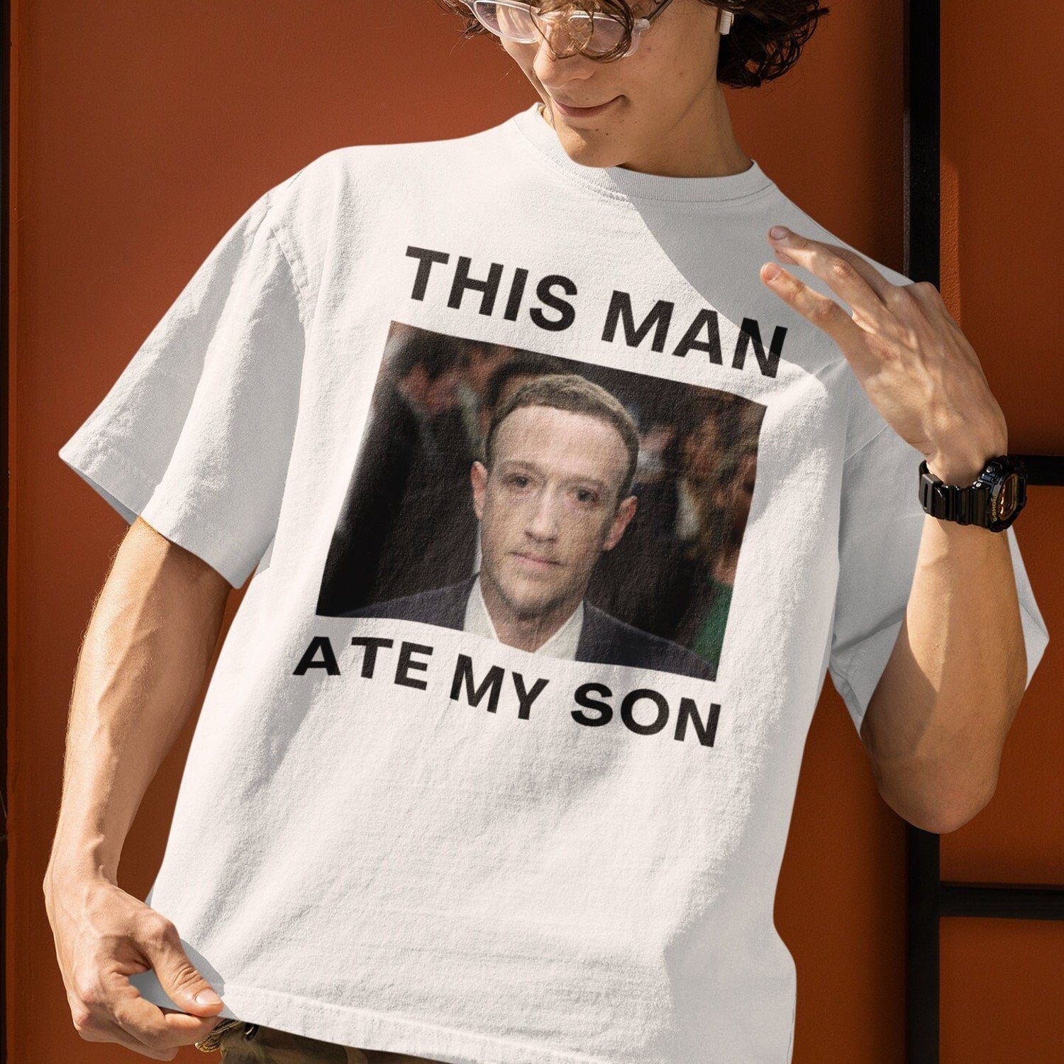 'This Man Ate My Son' Zuckerberg Meme Tee - Cursed Dank Graphic Novelty Shirt
