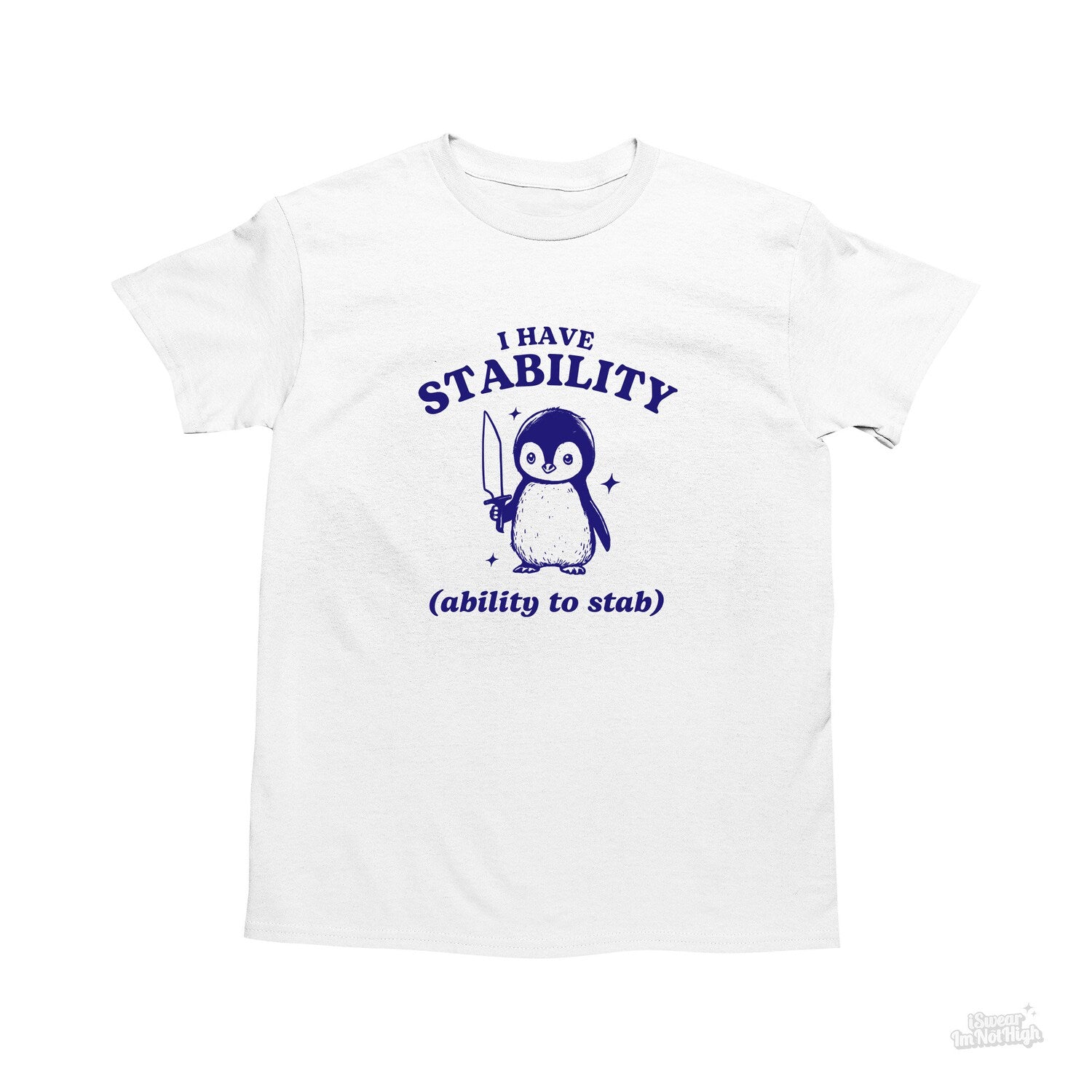 'Stability' Funny Penguin Pun Tee - Silly Meme Graphic Novelty Shirt