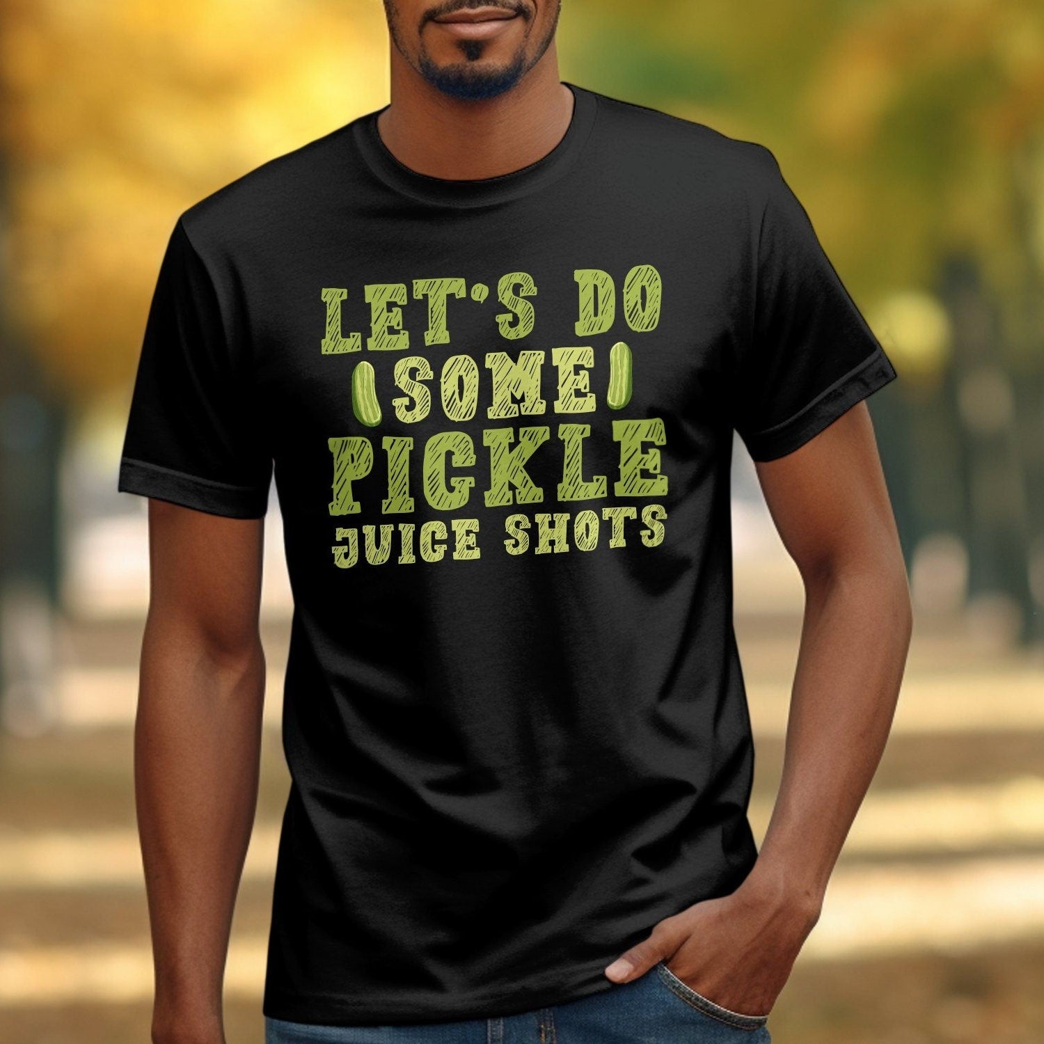 'Pickle Juice Shots' Pickle Lover Pun Tee - Humorous Graphic Novelty Shirt