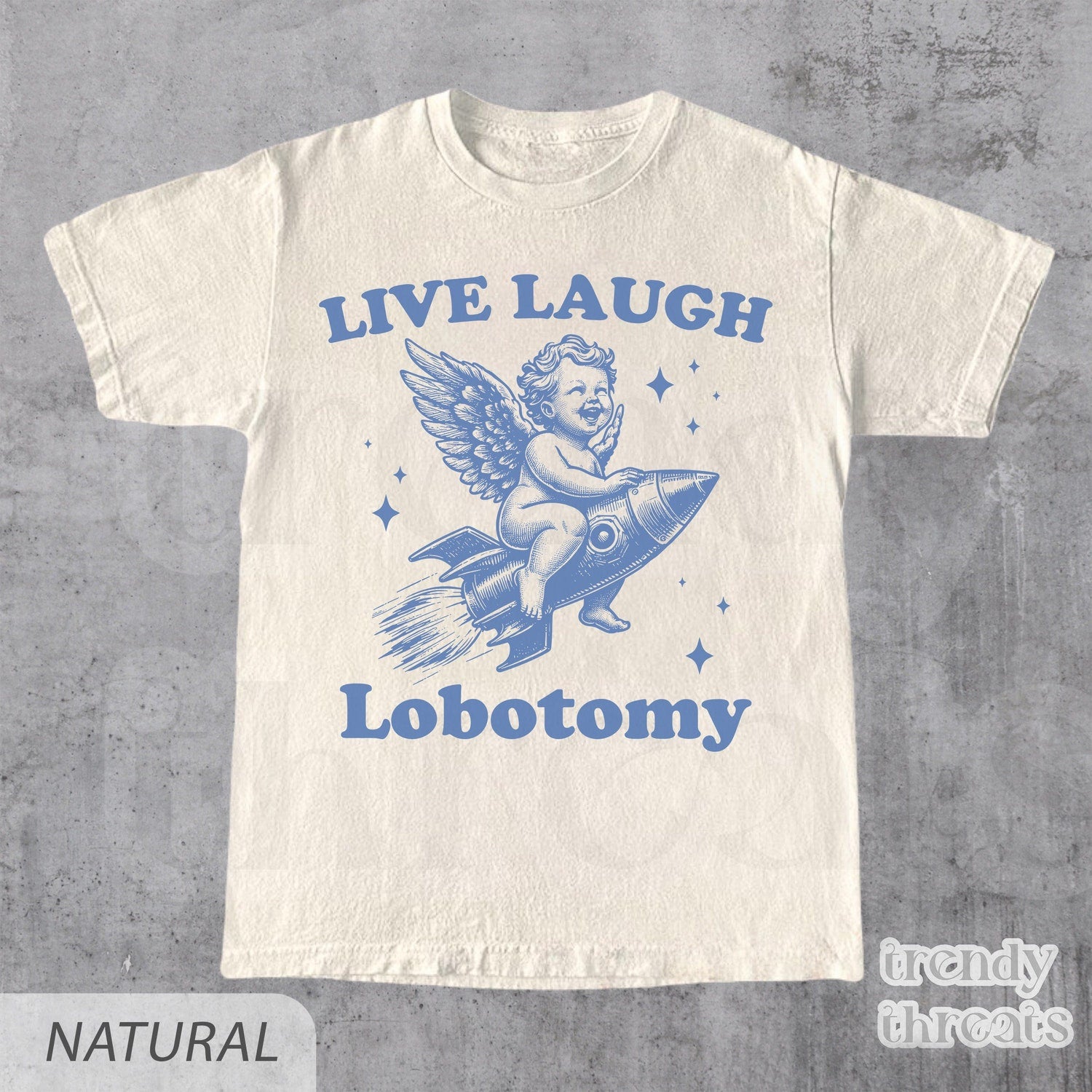 'Live Laugh Lobotomy' Weird Cartoon Tee - Funny Meme Graphic Novelty Shirt