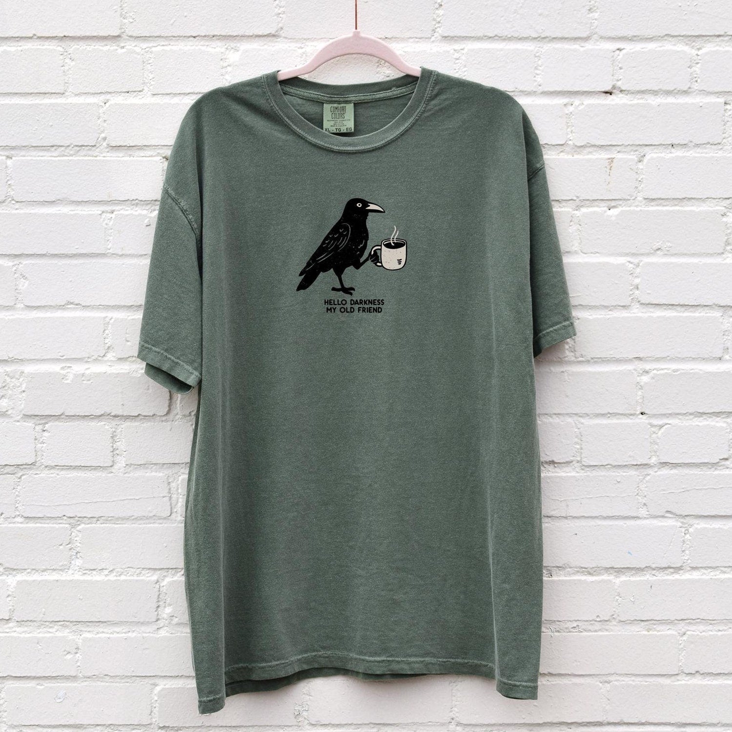 'Raven Crow Coffee' Halloween Fall Tee - Funny Coffee Lover Graphic Novelty Shirt