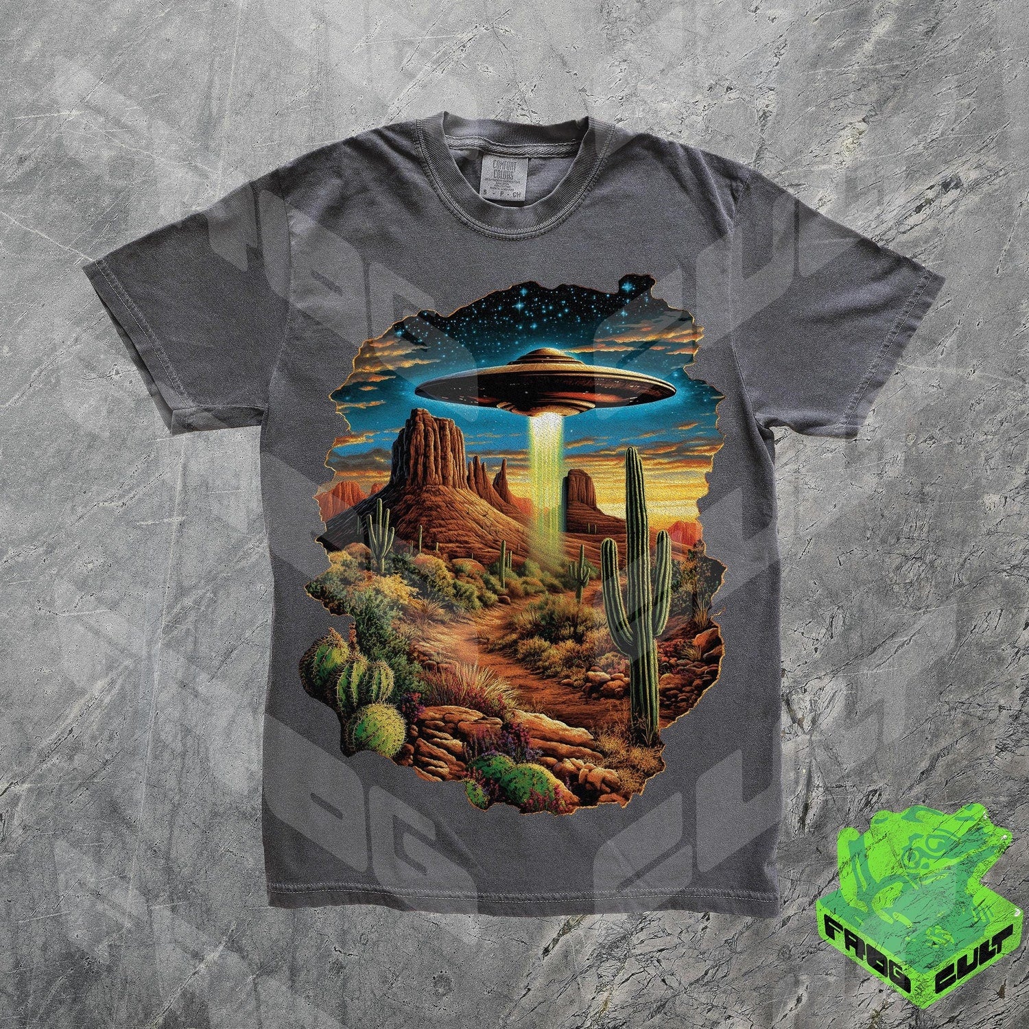 'UFO Desert' Retro Alien Graphic Tee - Vintage 90s Meme Gag Gift Shirt