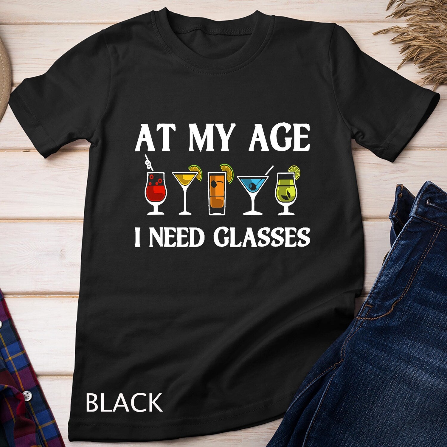 'Need Glasses' Cocktail Joke Tee - Funny Adult Humor Gag Gift Novelty Shirt