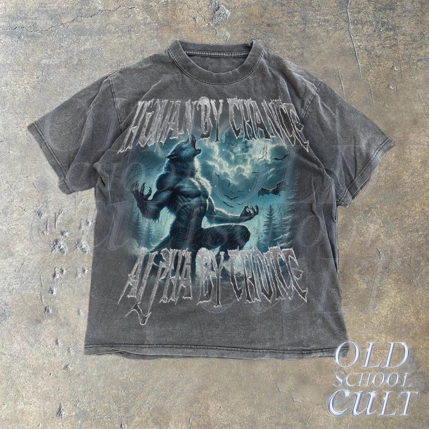 'Human By Chance Alpha By Choice' Wolf Tee - Emo Sigma Goth Graphic Shirt