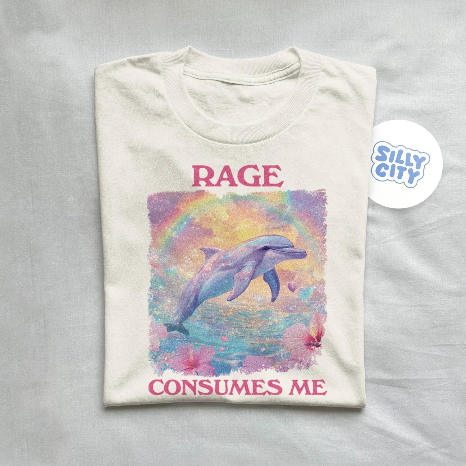 'Rage Consumes Me' Dolphin Meme Tee - Funny Weird Silly Graphic Novelty Shirt