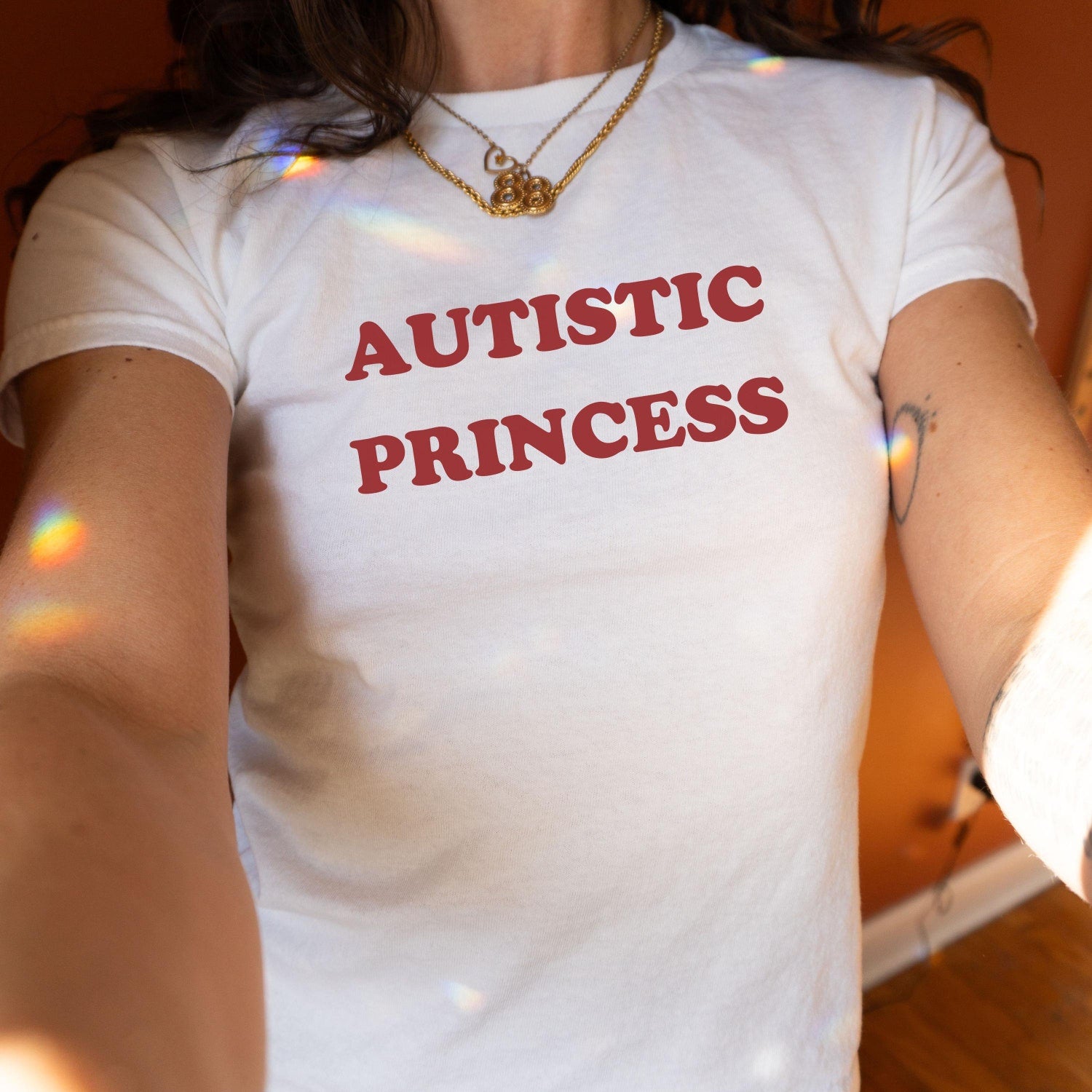 'Autistic Princess' Y2K Baby Tee - Ironic ADHD Meme Graphic Novelty Shirt