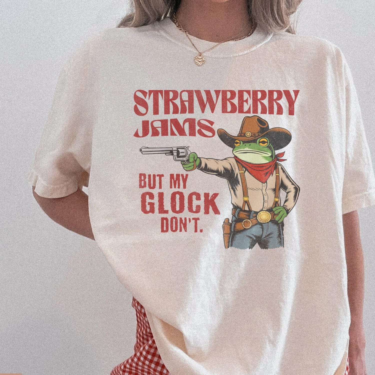 'Strawberry Jams But My Glock Don't' Frog Meme Tee - Funny Sarcastic Shirt