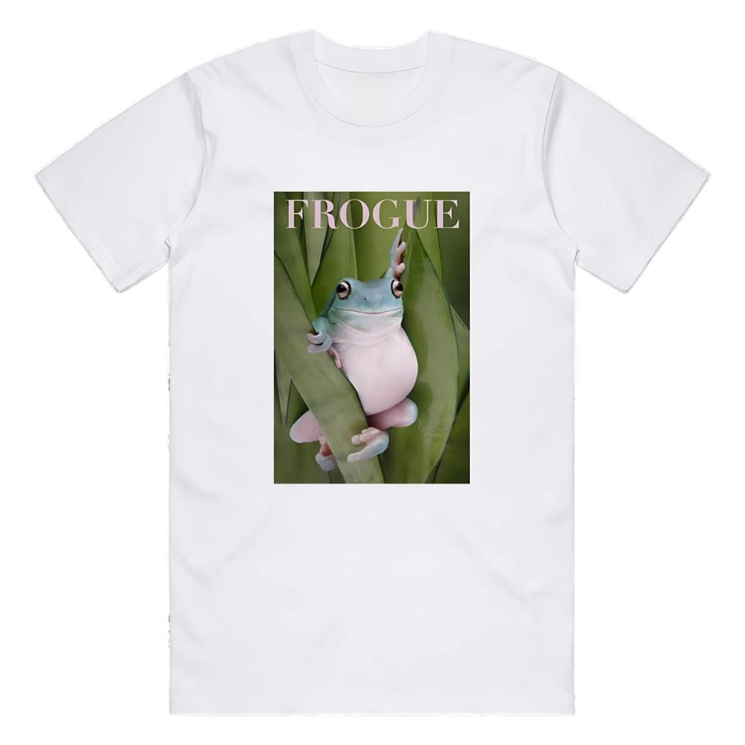 'Frogue' Frog Meme Fashion Tee - Quirky Frog Lover Graphic Novelty Shirt