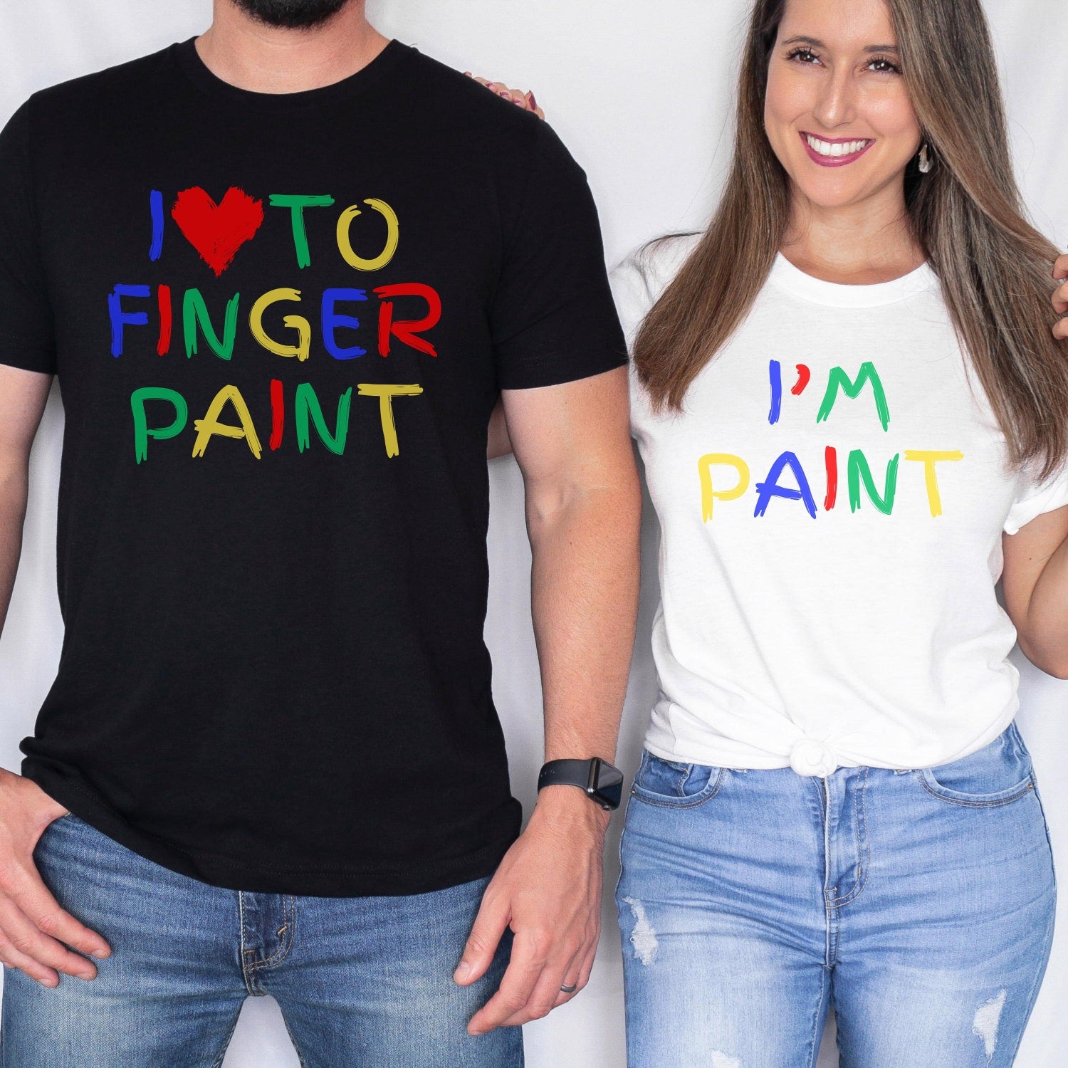 'Finger Paint I'm Paint' Couple Matching Tee - Funny Husband Wife Valentine Shirt