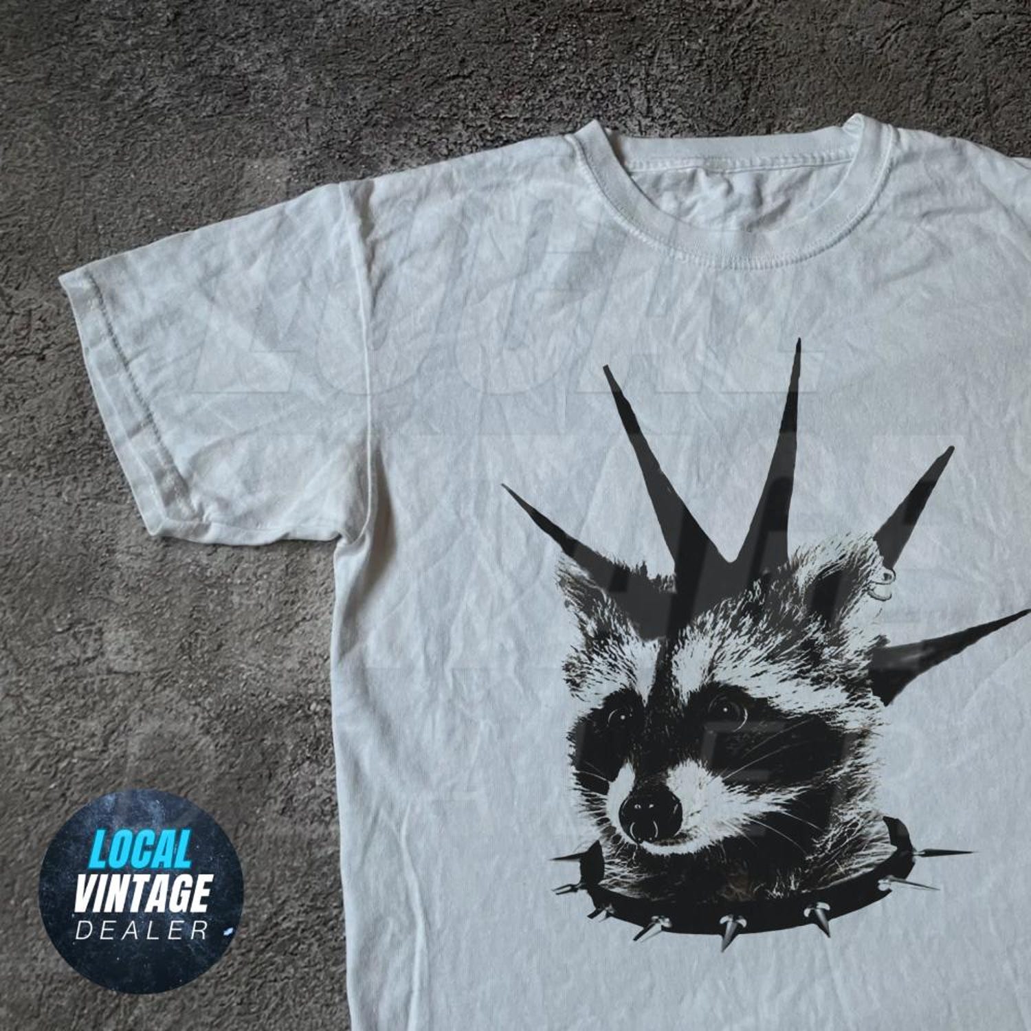 'Punk Raccoon' Vintage Moon Graphic Tee - Retro Animal Meme Novelty Shirt