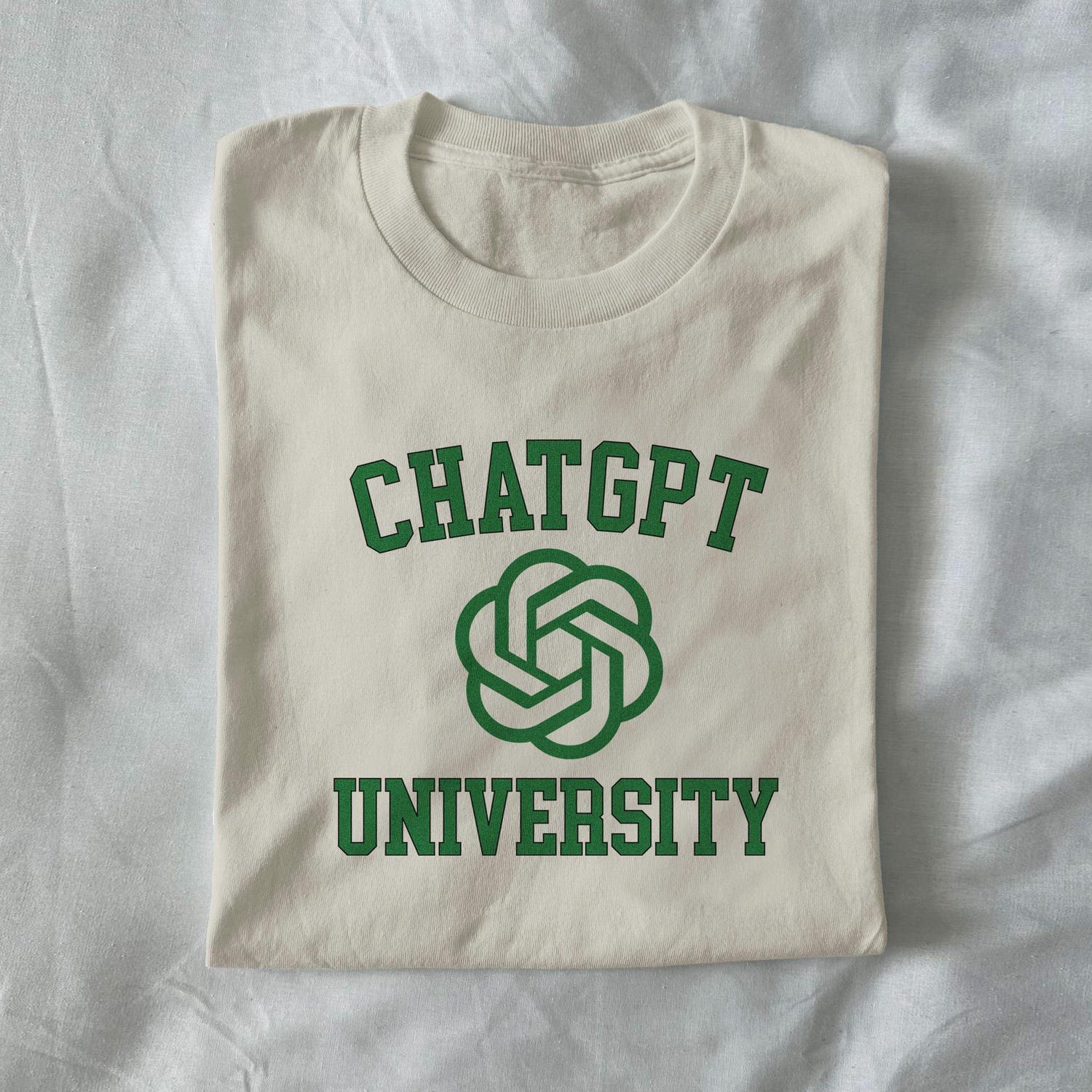 'ChatGPT University' College Meme Tee - Funny Tech Graphic Novelty Shirt