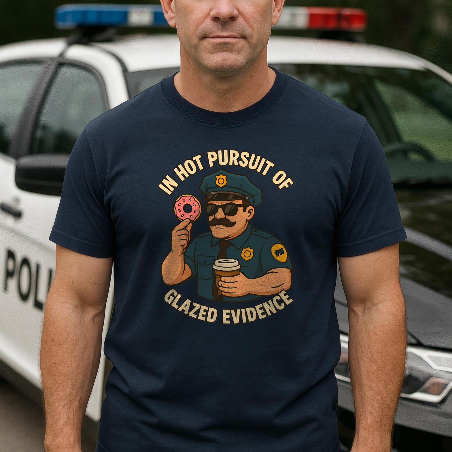 'Police Officer Donut Coffee' Law Enforcement Tee - Funny Glazed Evidence Novelty Shirt