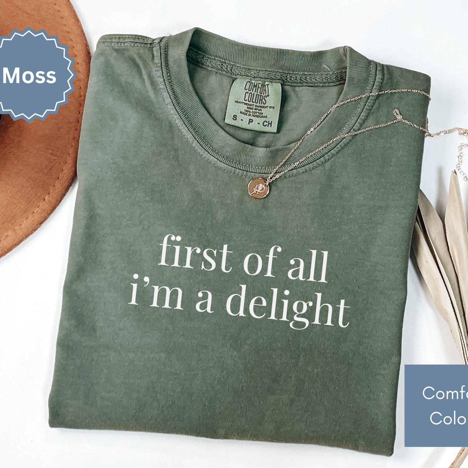 'First of All I'm A Delight' Funny Humor Tee - Sarcastic Comfort ColorsÂ® Graphic Novelty Shirt