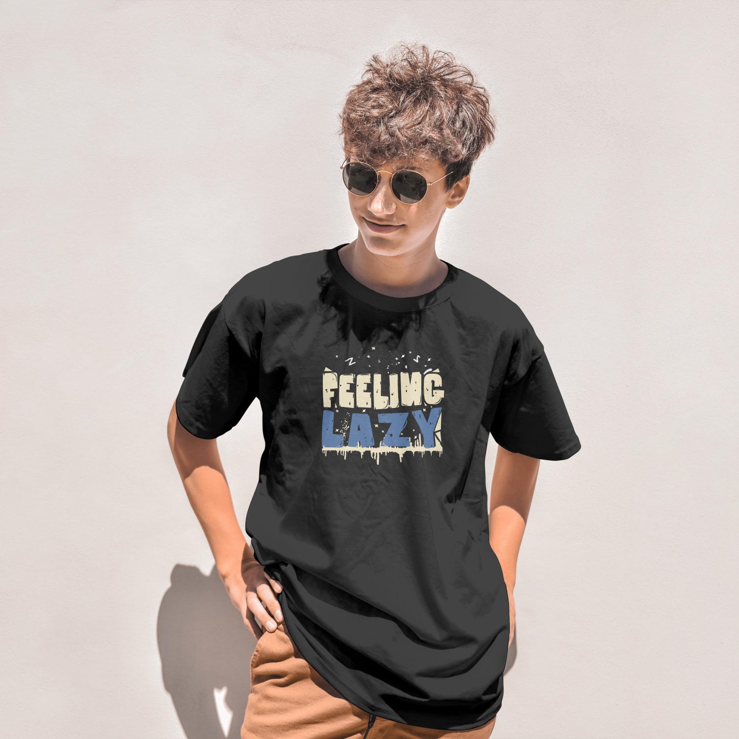 'Feeling Lazy' Chill Mood Tee - Comfy Weekend Vibes Graphic Novelty Shirt