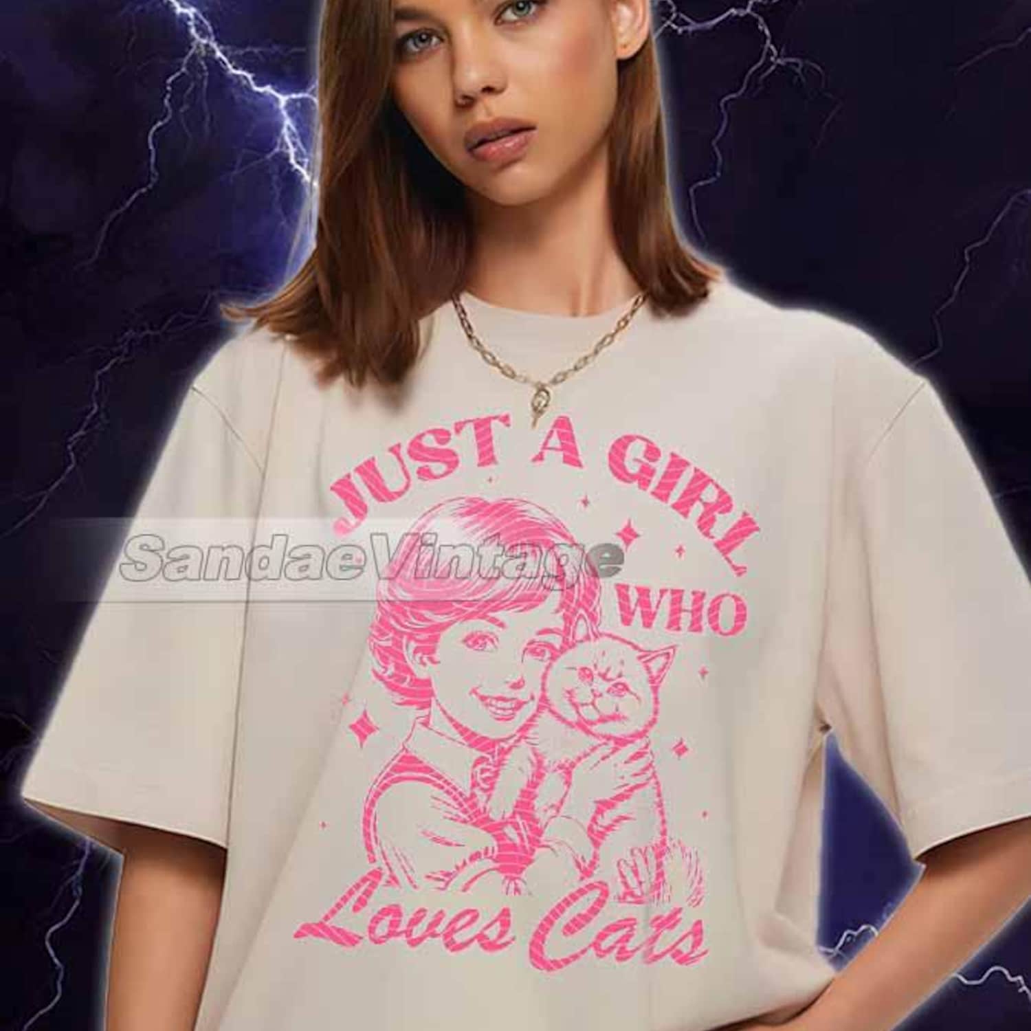'Girl Who Loves Cats' Cute Cat Mom Tee - Funny Animal Lover Graphic Shirt