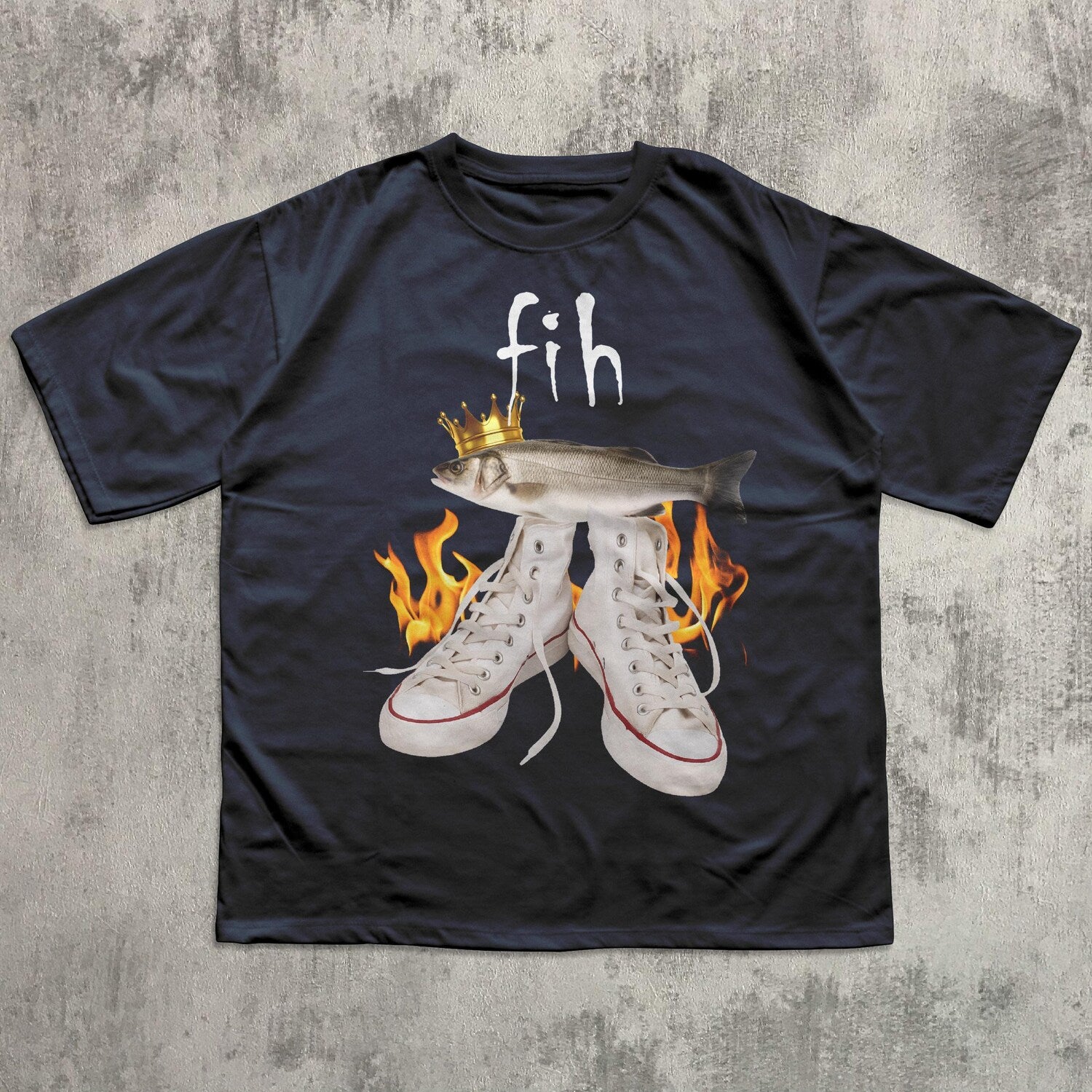 'Fih Funny' Fish Meme Tee - Unhinged Ironic Stupid Graphic Novelty Shirt