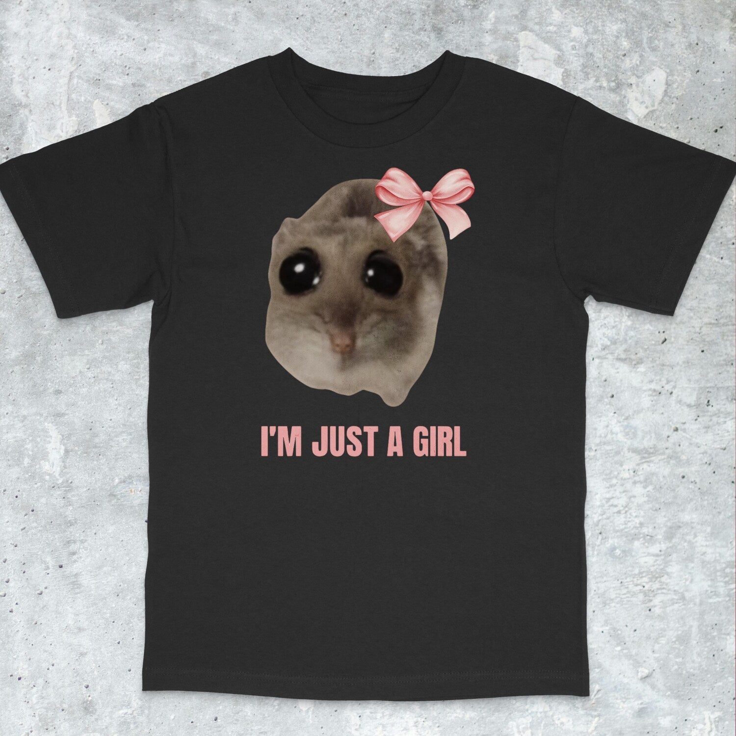 'Girl Hamster Meme' Viral Sad Hamster Tee - Funny Cute Graphic Novelty Shirt
