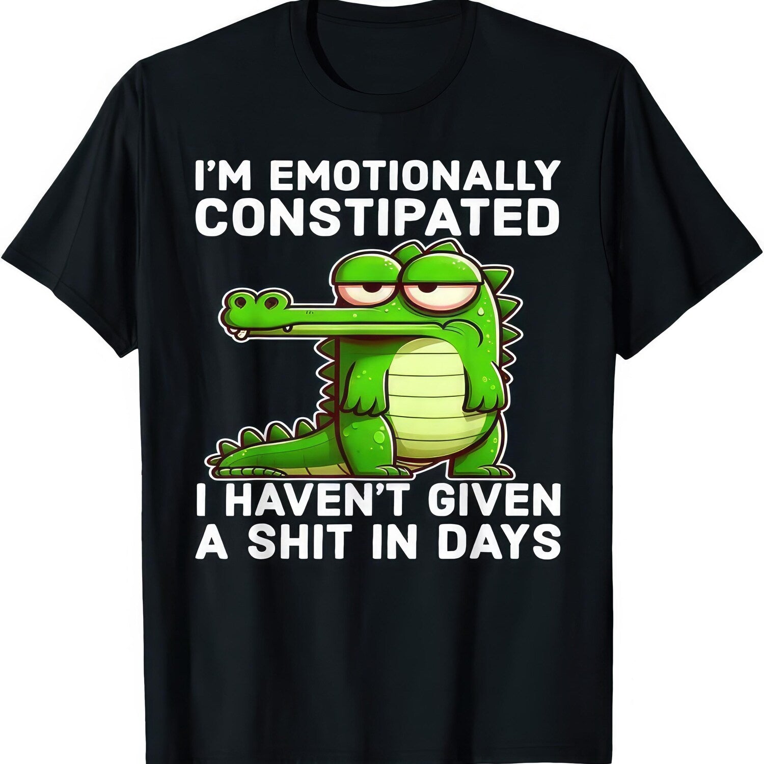 'Emotionally Constipated' Crocodile Funny Tee - Adult Humor Graphic Novelty Shirt