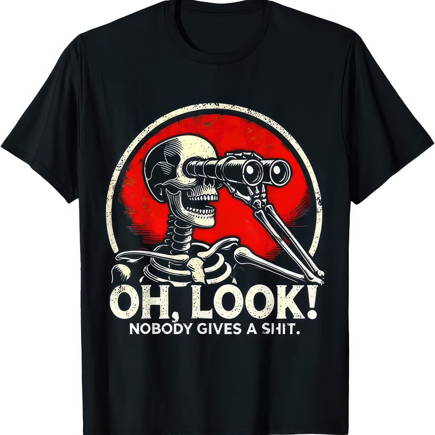 'Nobody Gives A Sh*t' Skeleton Funny Tee - Dark Humor Graphic Novelty Shirt