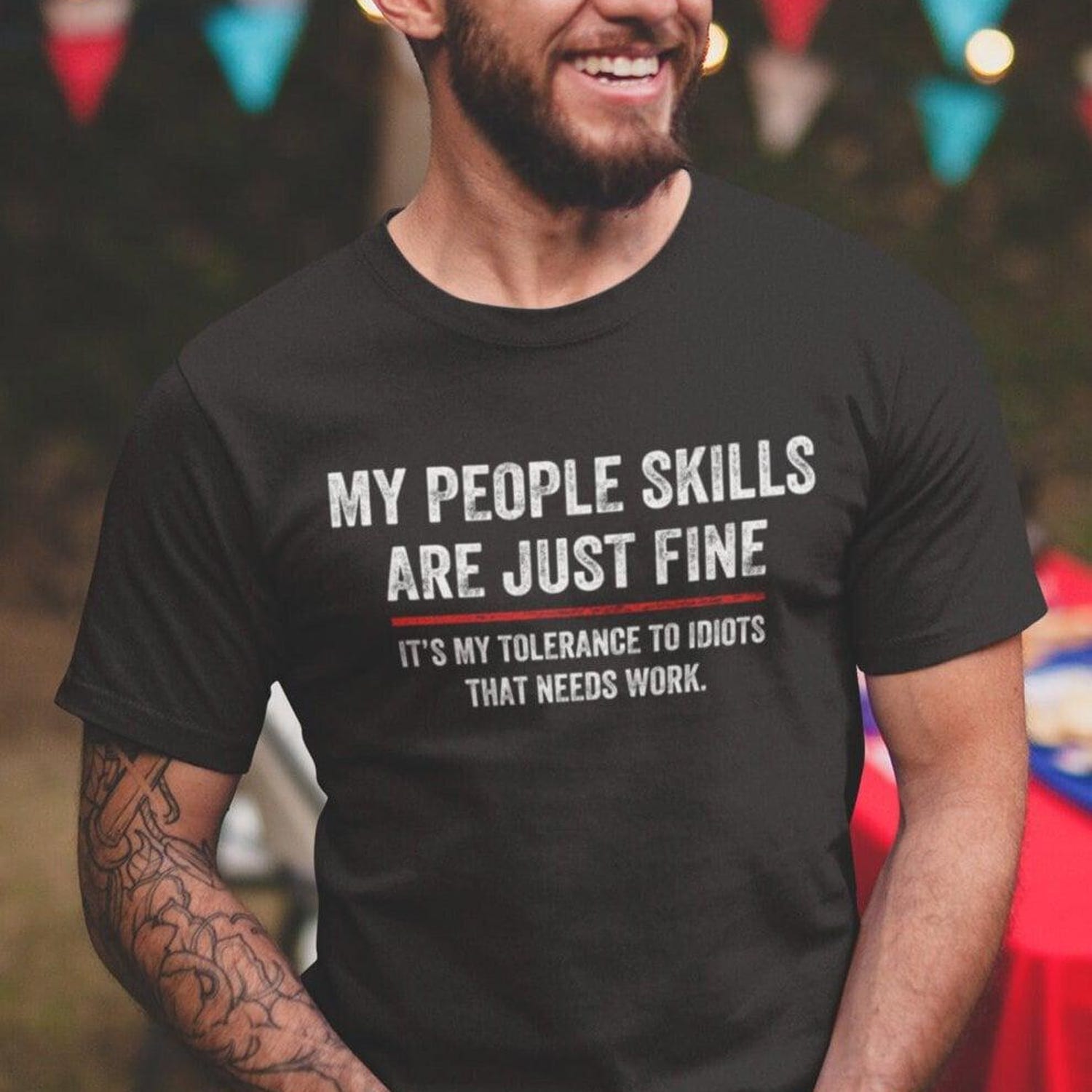 'My People Skills Are Fine' Quote Tee - Cool Graphic Gift Idea Humor Shirt