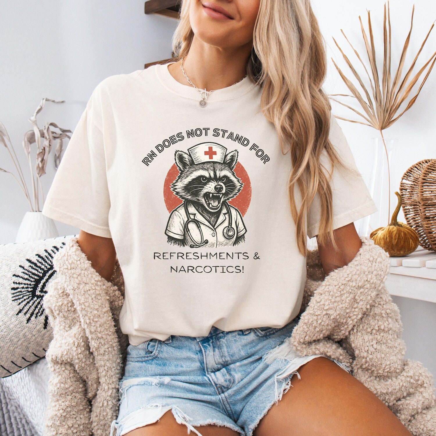 'Rapid Response Nurse' Raccoon RN Tee - Sarcastic Comfort ColorsÂ® Graphic Novelty Shirt
